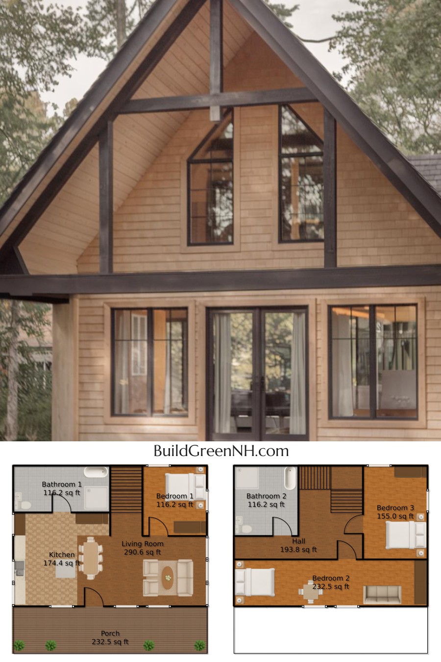 Woodland Chalet with Modern Charm: Cottage House Floor Plans