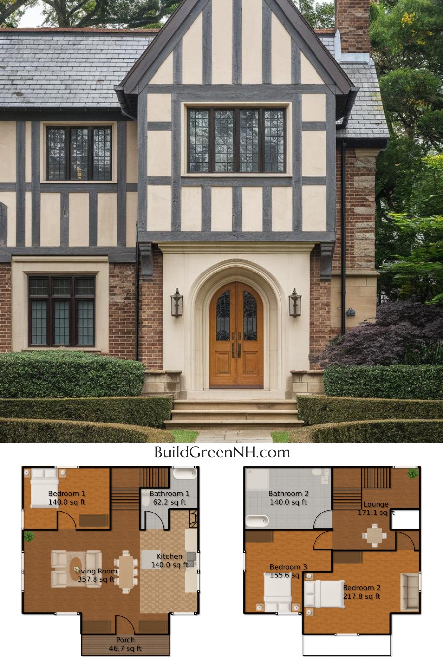 Tudor Treasure with a Leafy Entrance: Cottage House Floor Plans