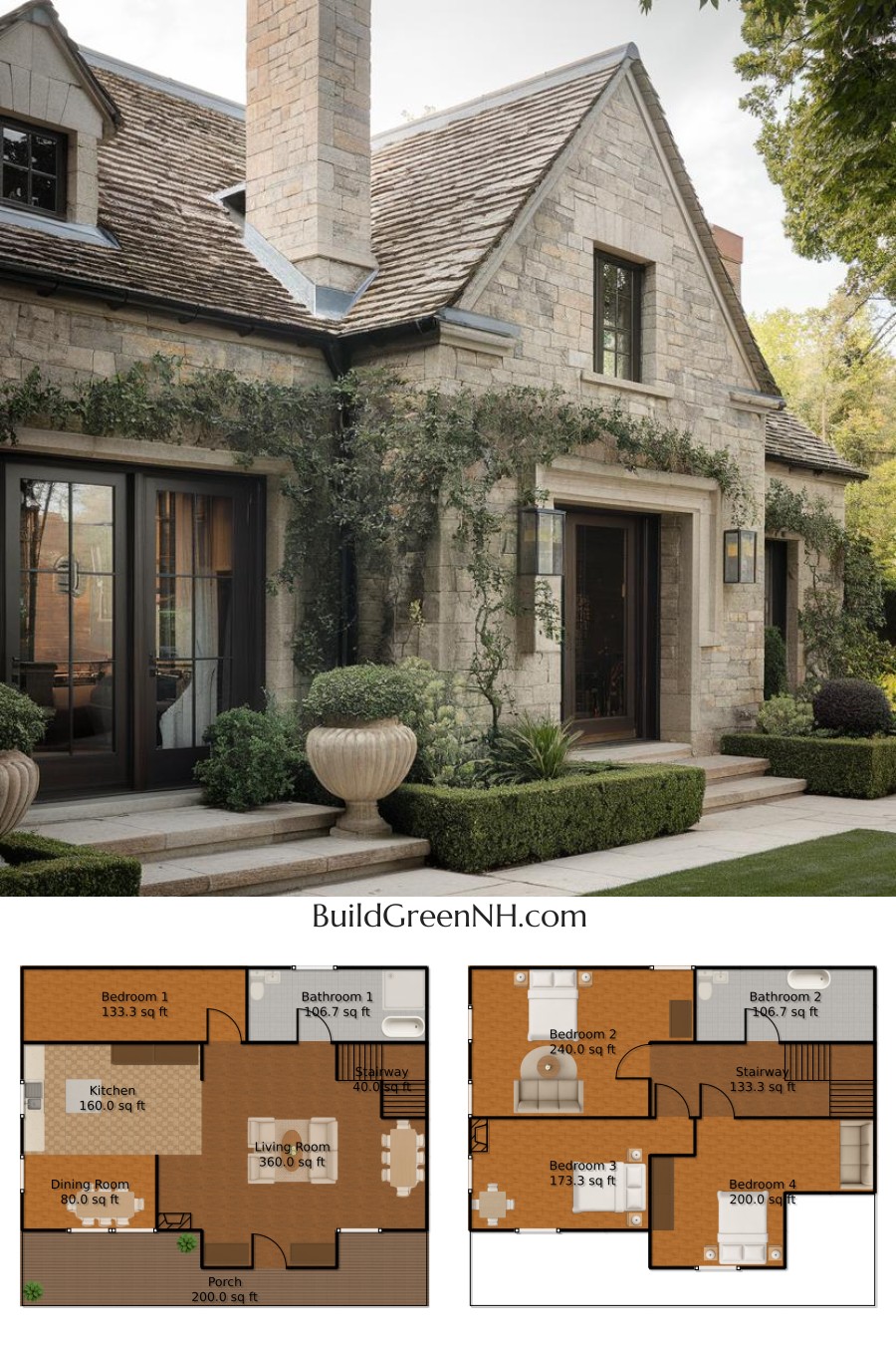 Stone Serenity with Verdant Charm: Cottage House Floor Plans