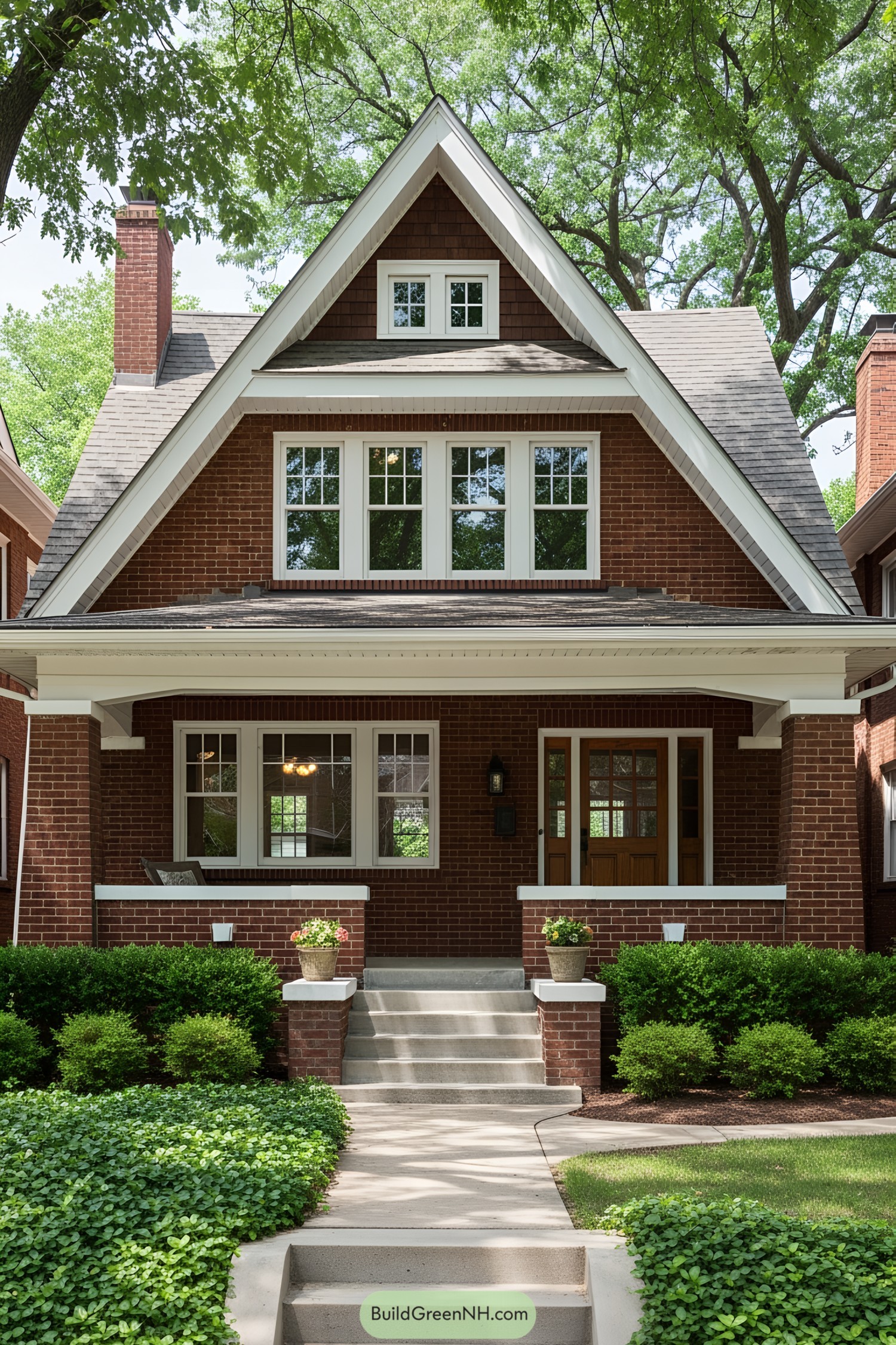 Classic brick bungalow with gabled roof