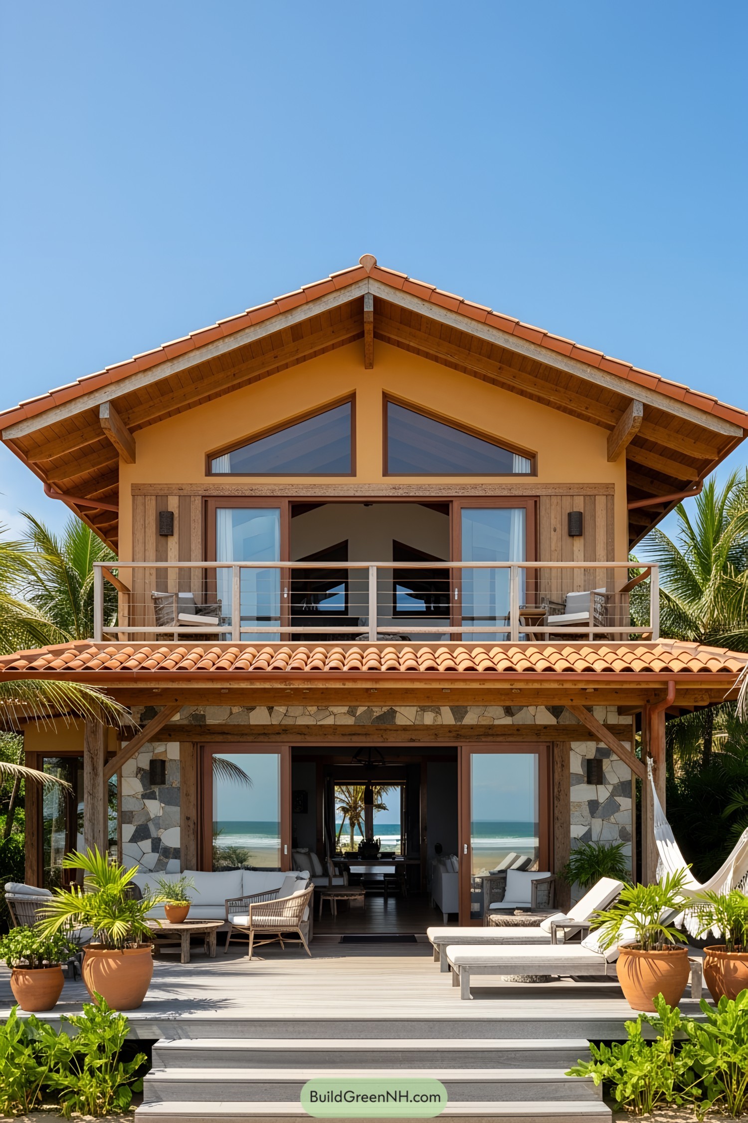 Rustic beach house with a tropical vibe