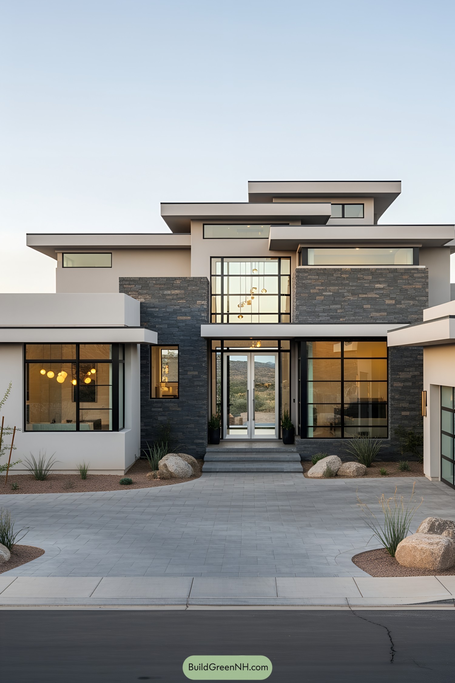 Contemporary house with sleek design and large windows