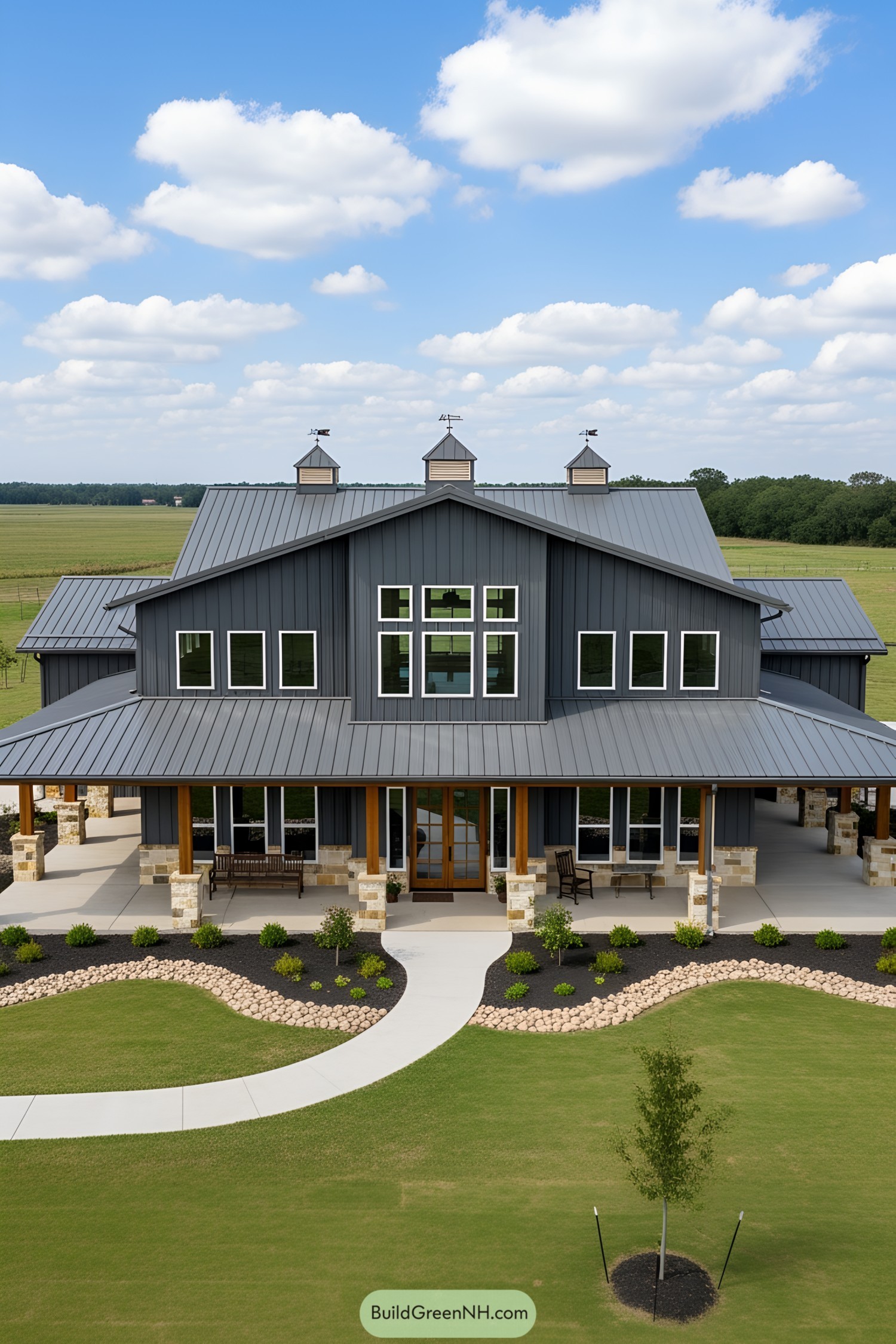 Modern barn house with a large porch