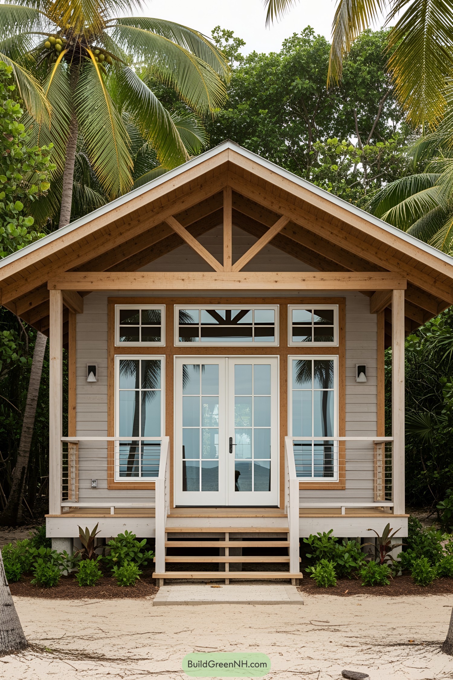 Small beach house with wooden accents