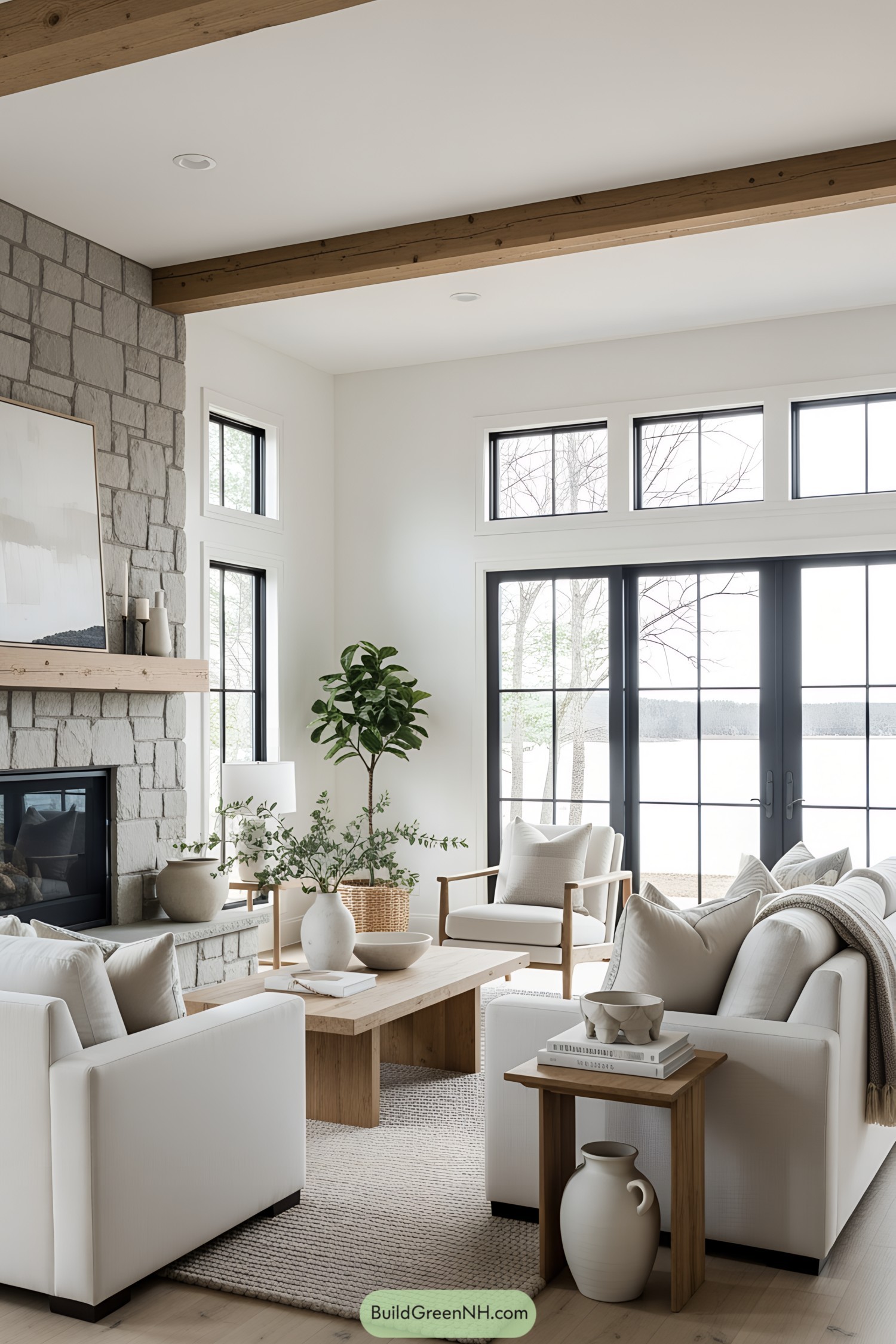 Bright living room featuring floor-to-ceiling windows