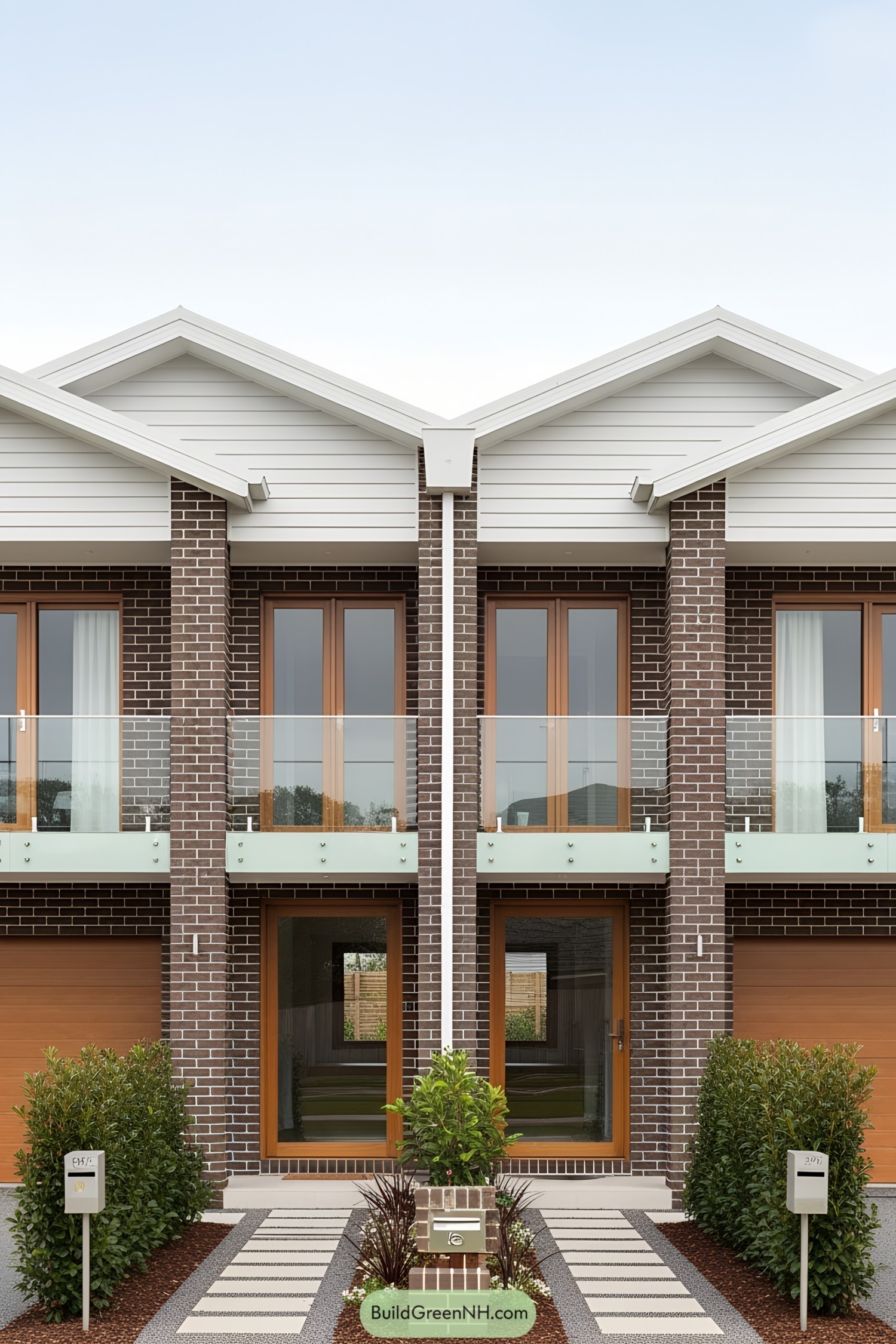 Contemporary brick duplex with clean lines