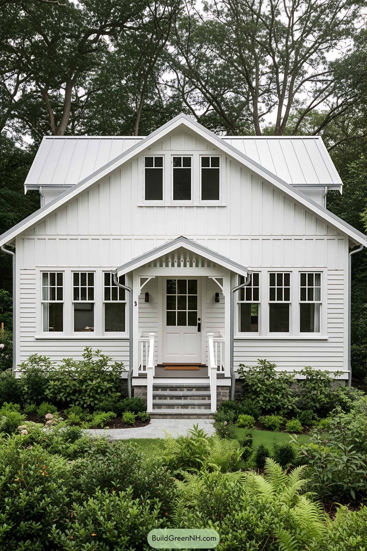 Charming white bungalow with verdant garden