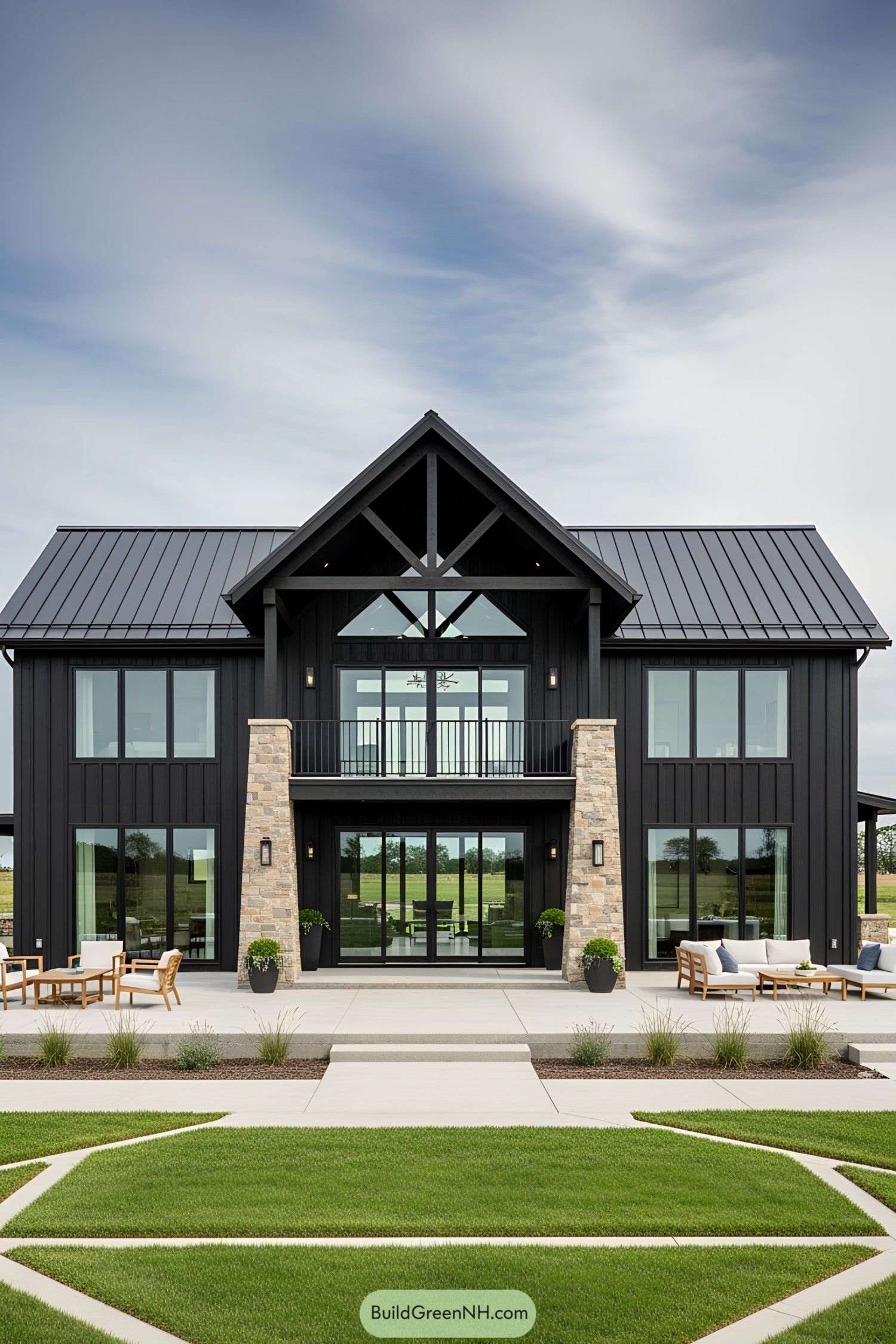 Black barn house with a contemporary design