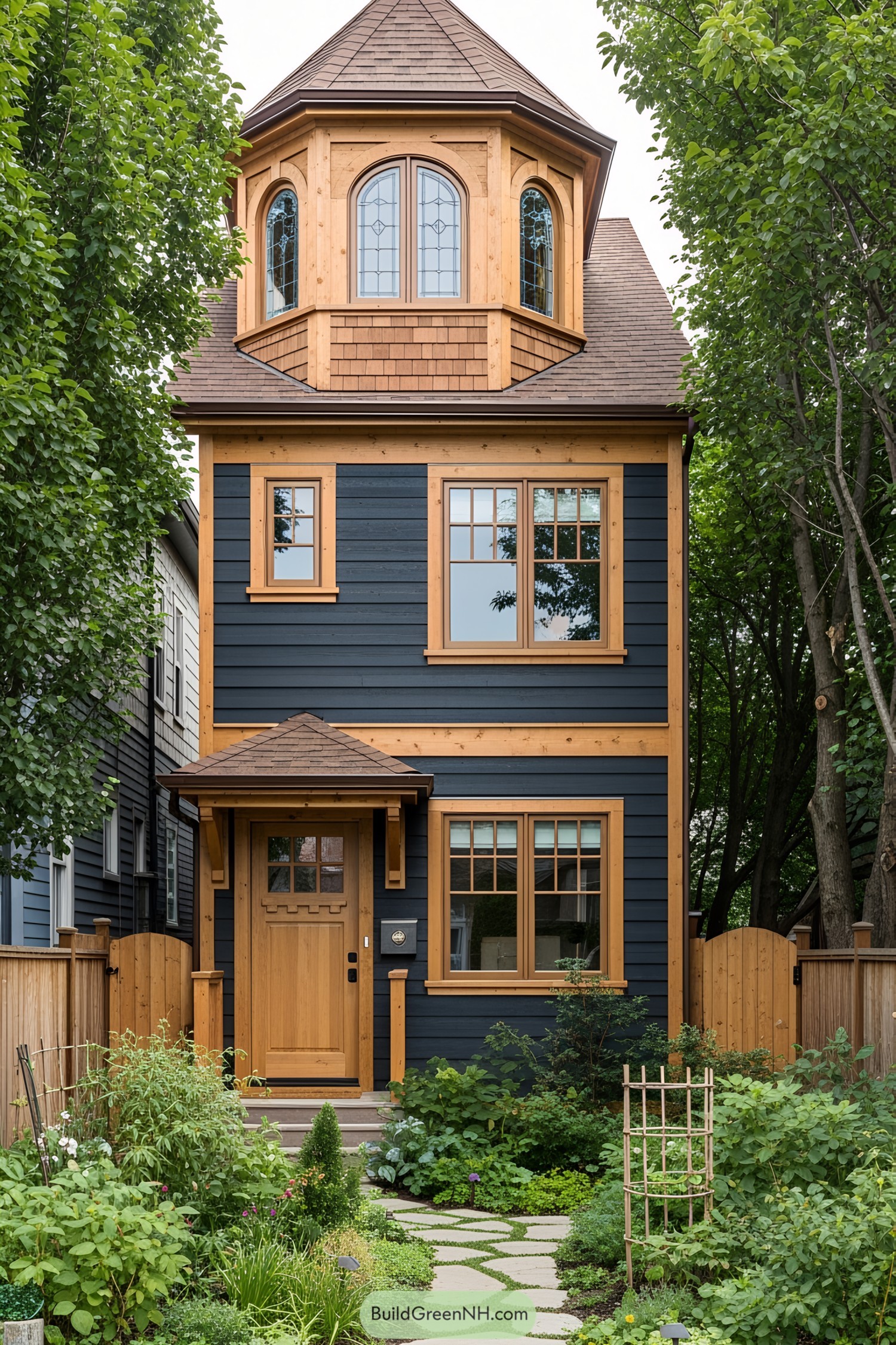 A charming small Victorian home with an octagonal turret
