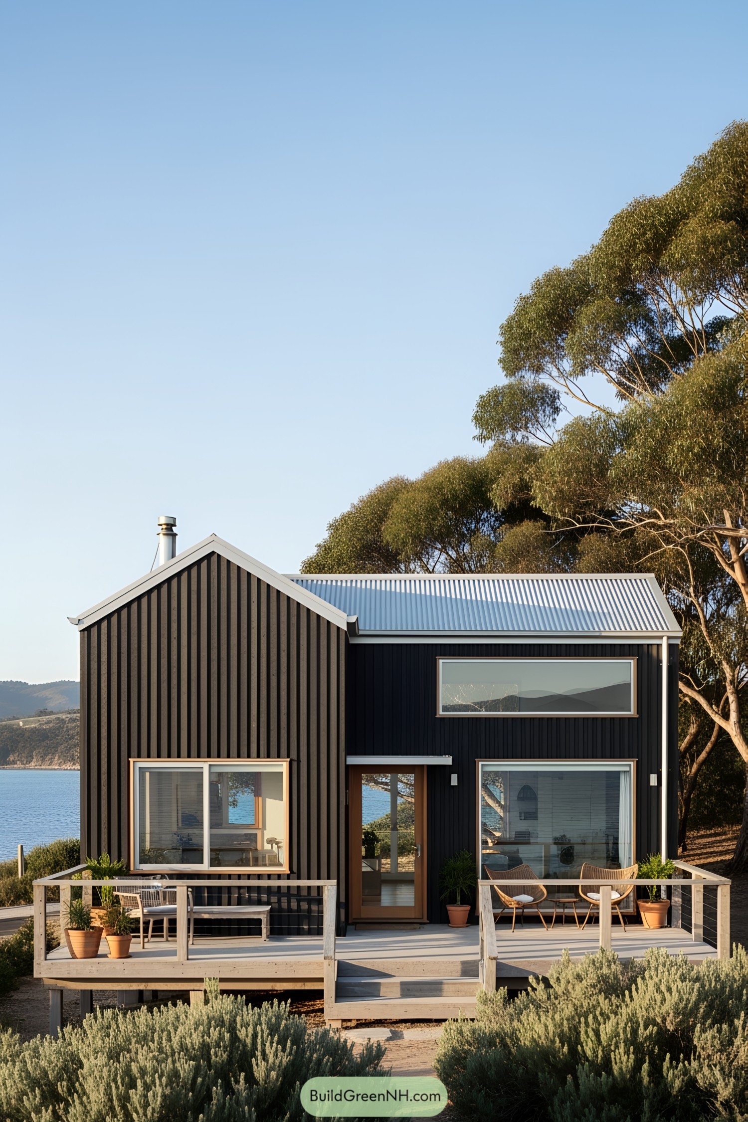 Cozy rustic house with ocean view and wooden deck