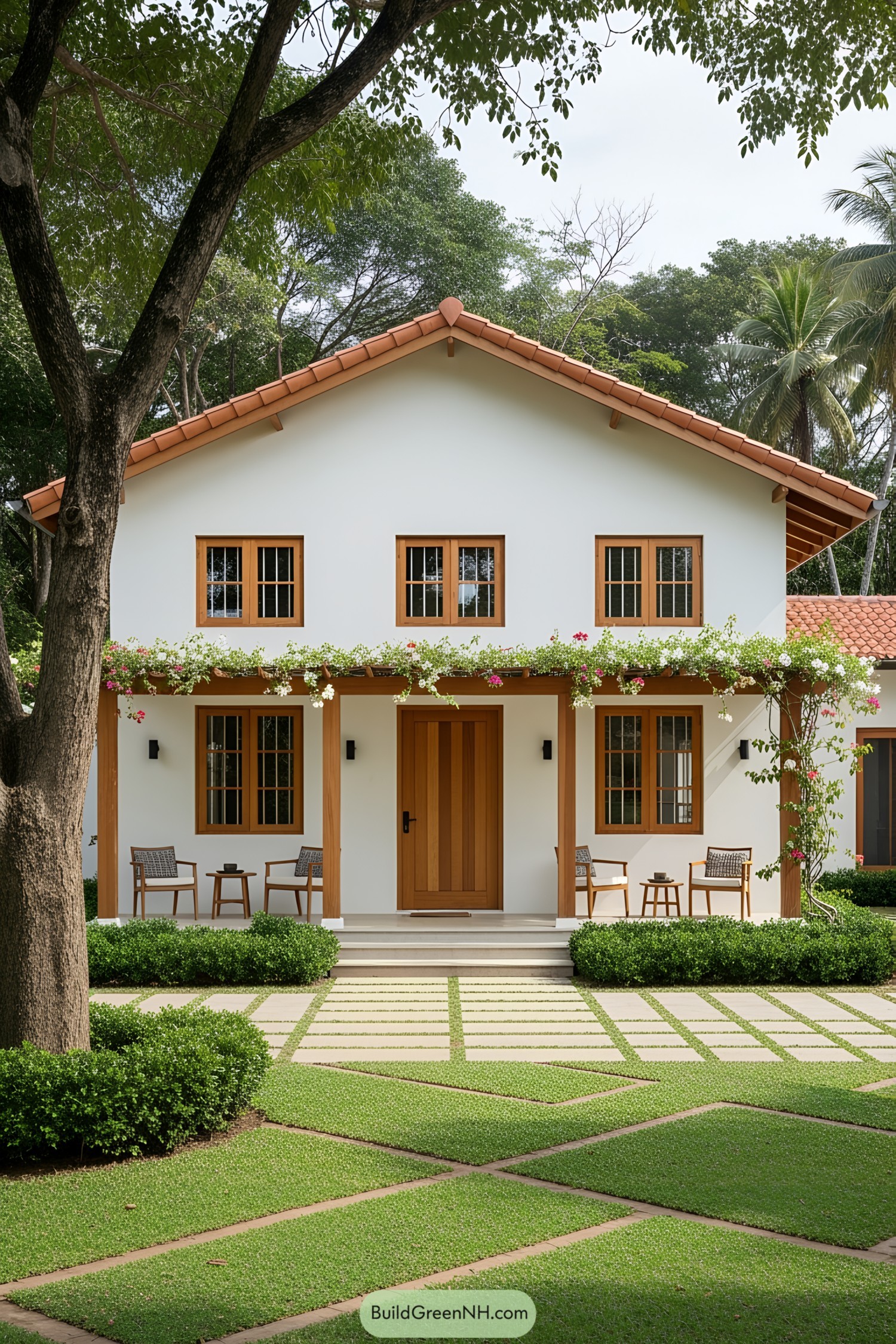 A minimalist bungalow with a welcoming porch
