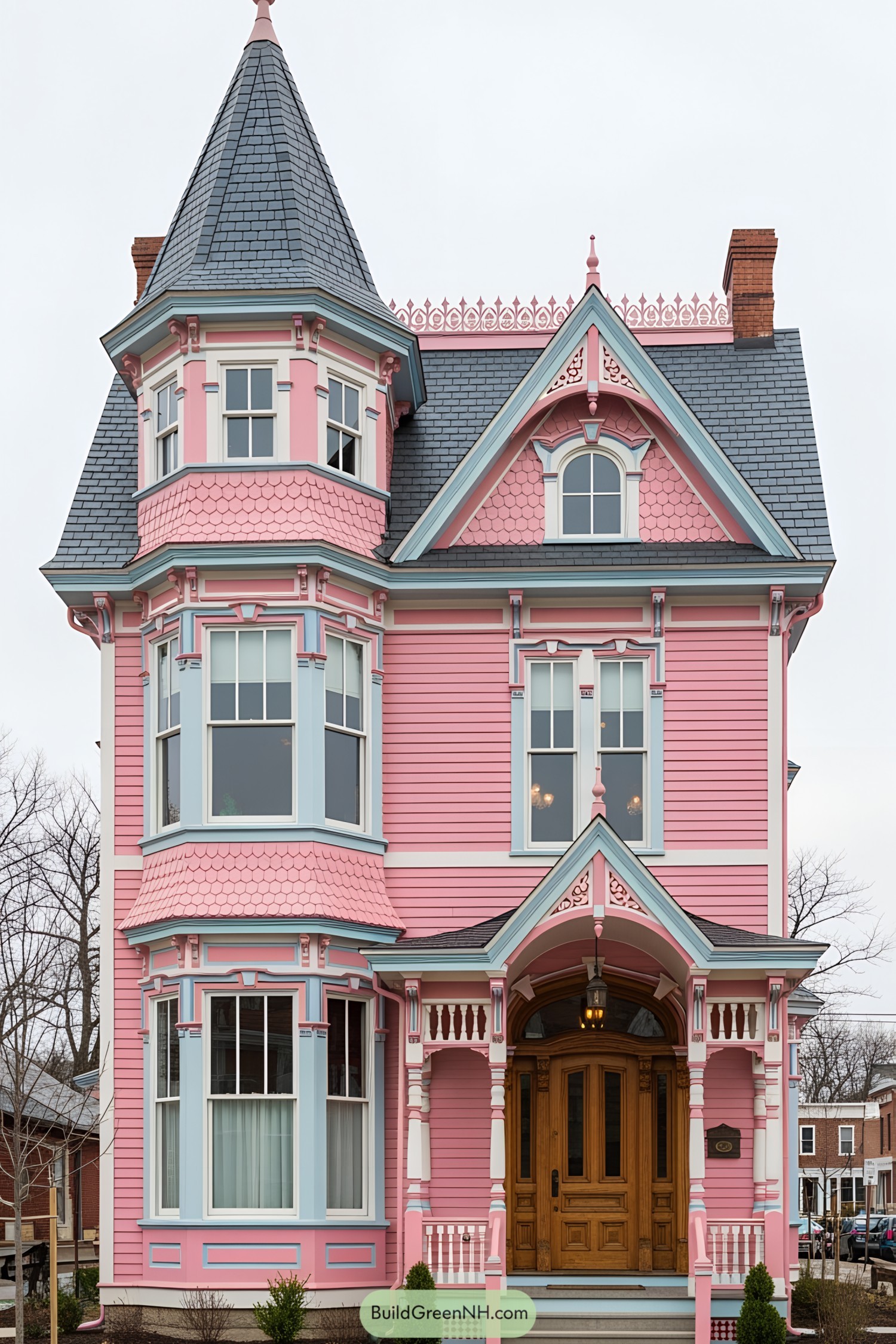 Charming Pink Victorian House with Turret