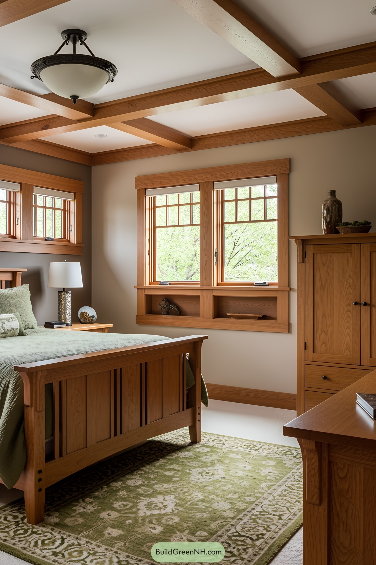 Cozy bedroom with Craftsman-style decor