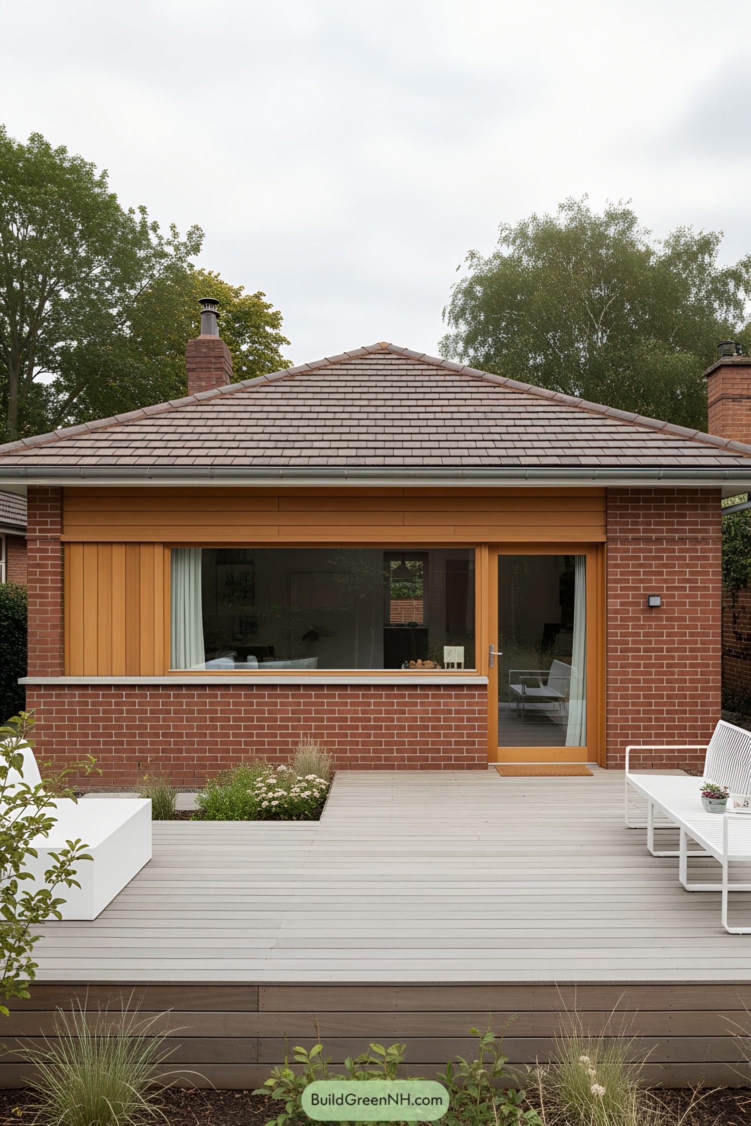 Red brick bungalow with a tiled roof