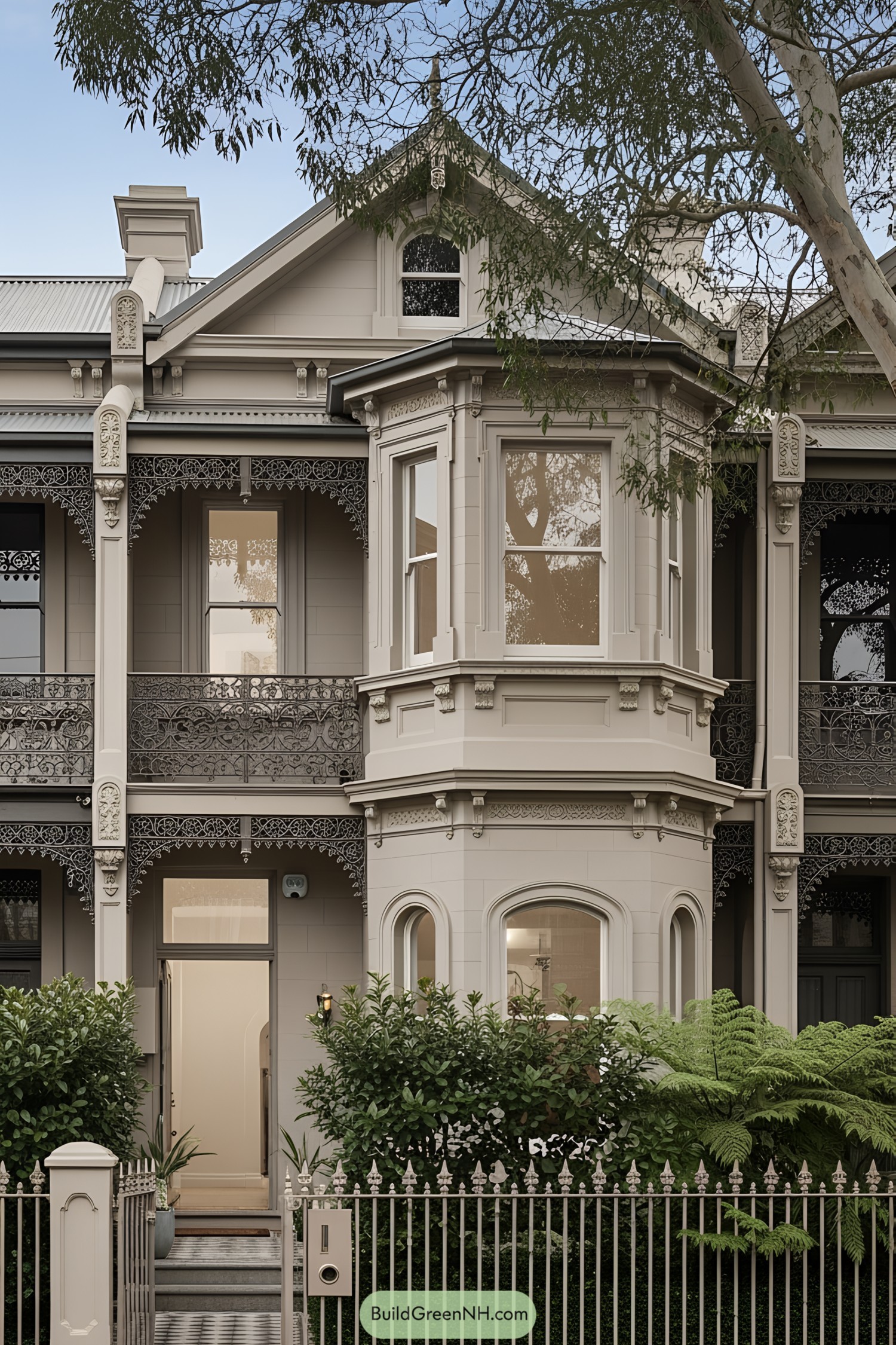 Victorian terrace house with intricate cast iron detailing