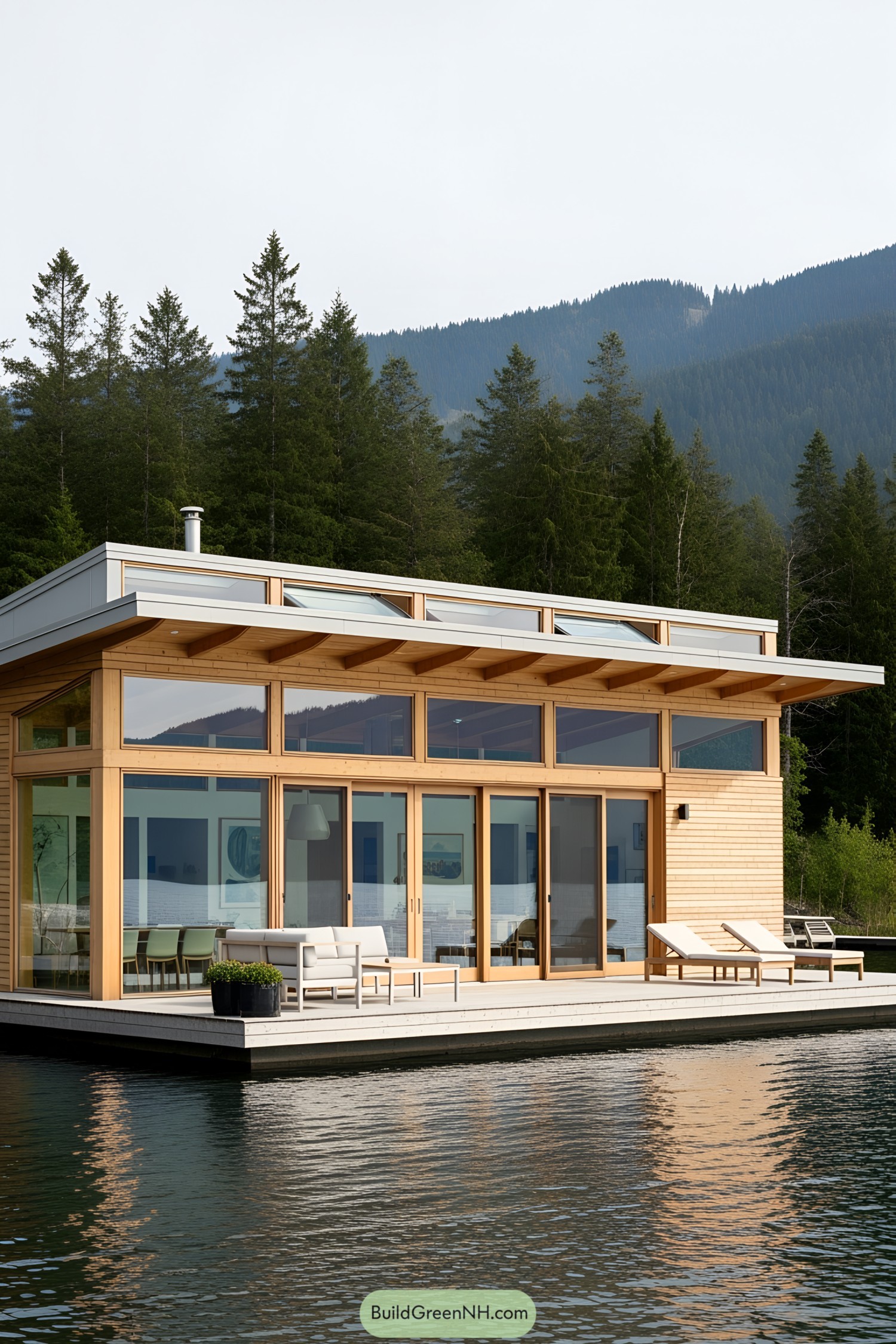 Stylish floating cottage with modern design