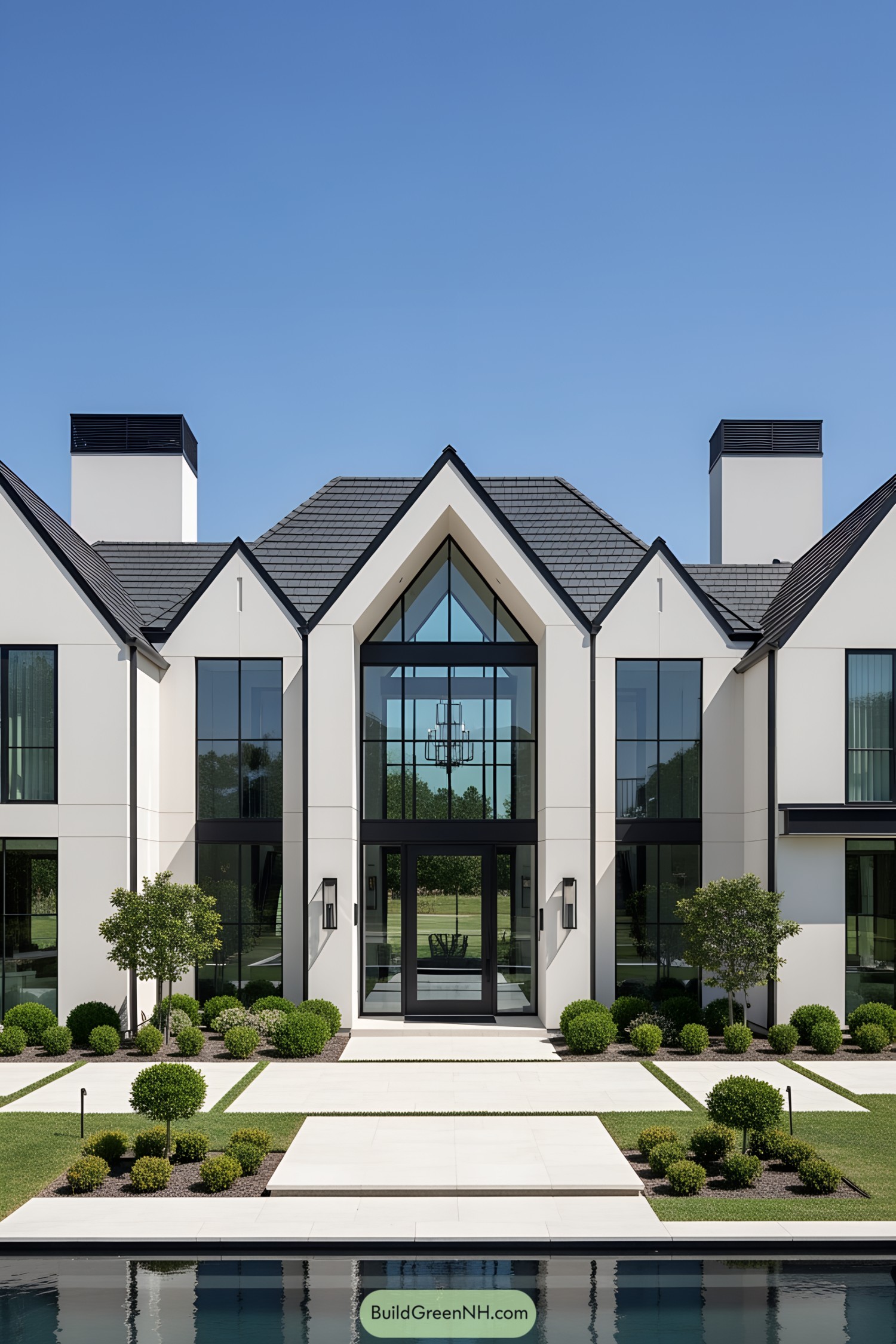 Chic modern mansion with geometric windows