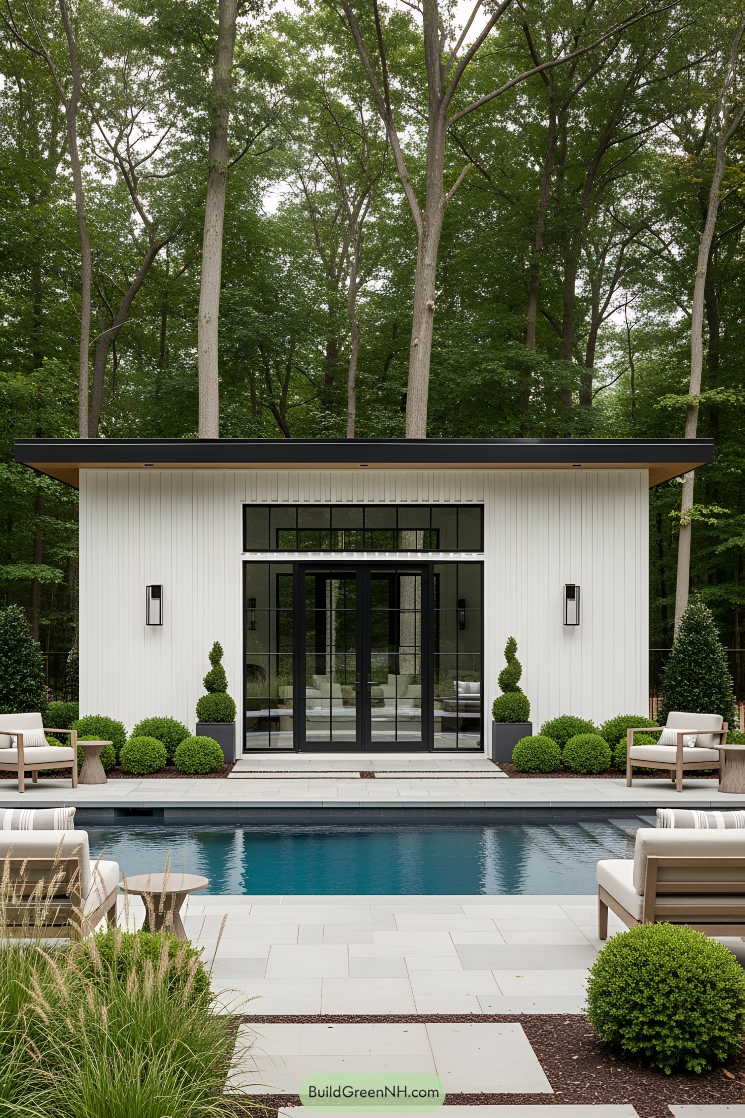 Modern pool house with sleek design