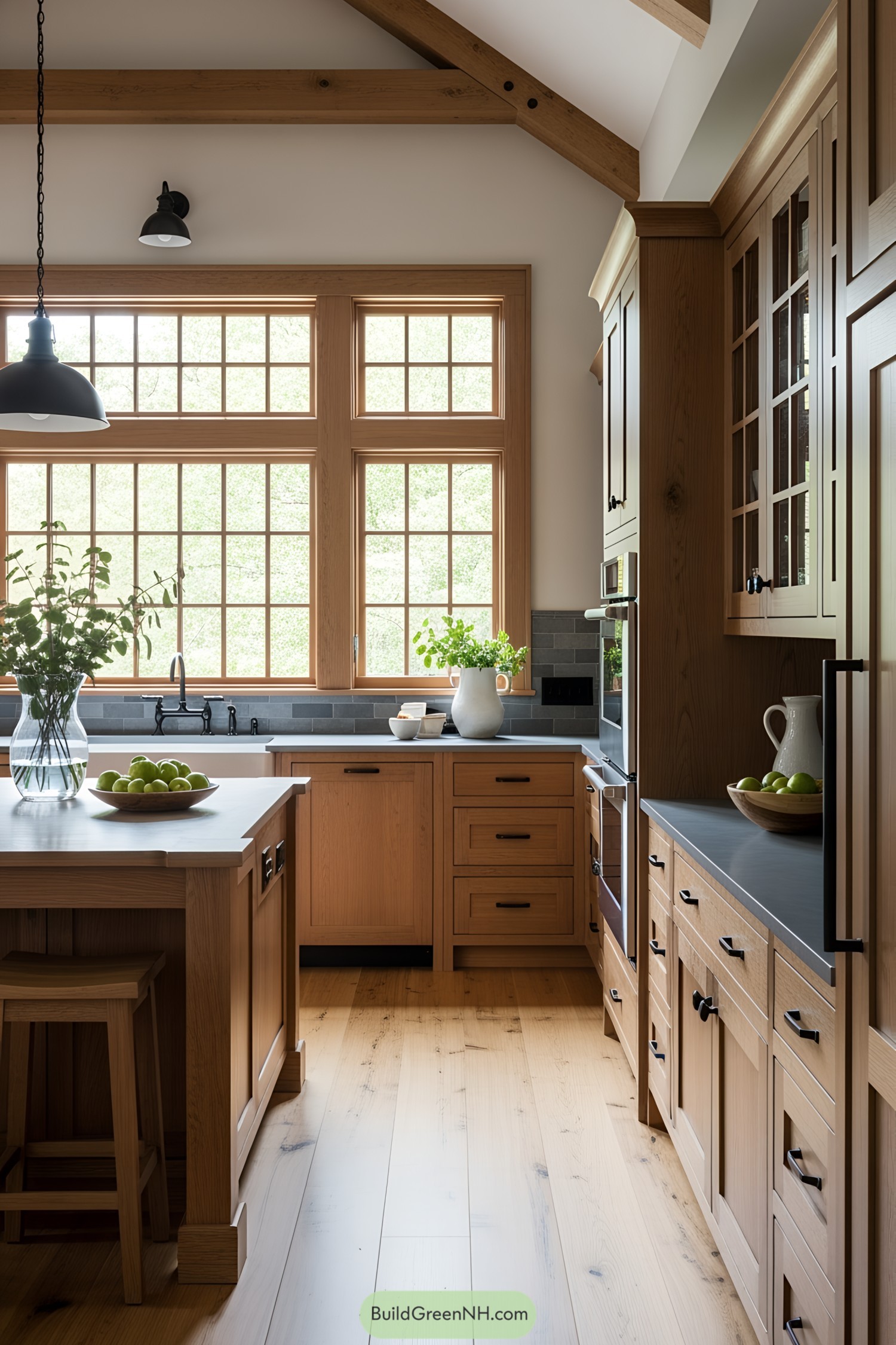 Sunny craftsman kitchen with wood details