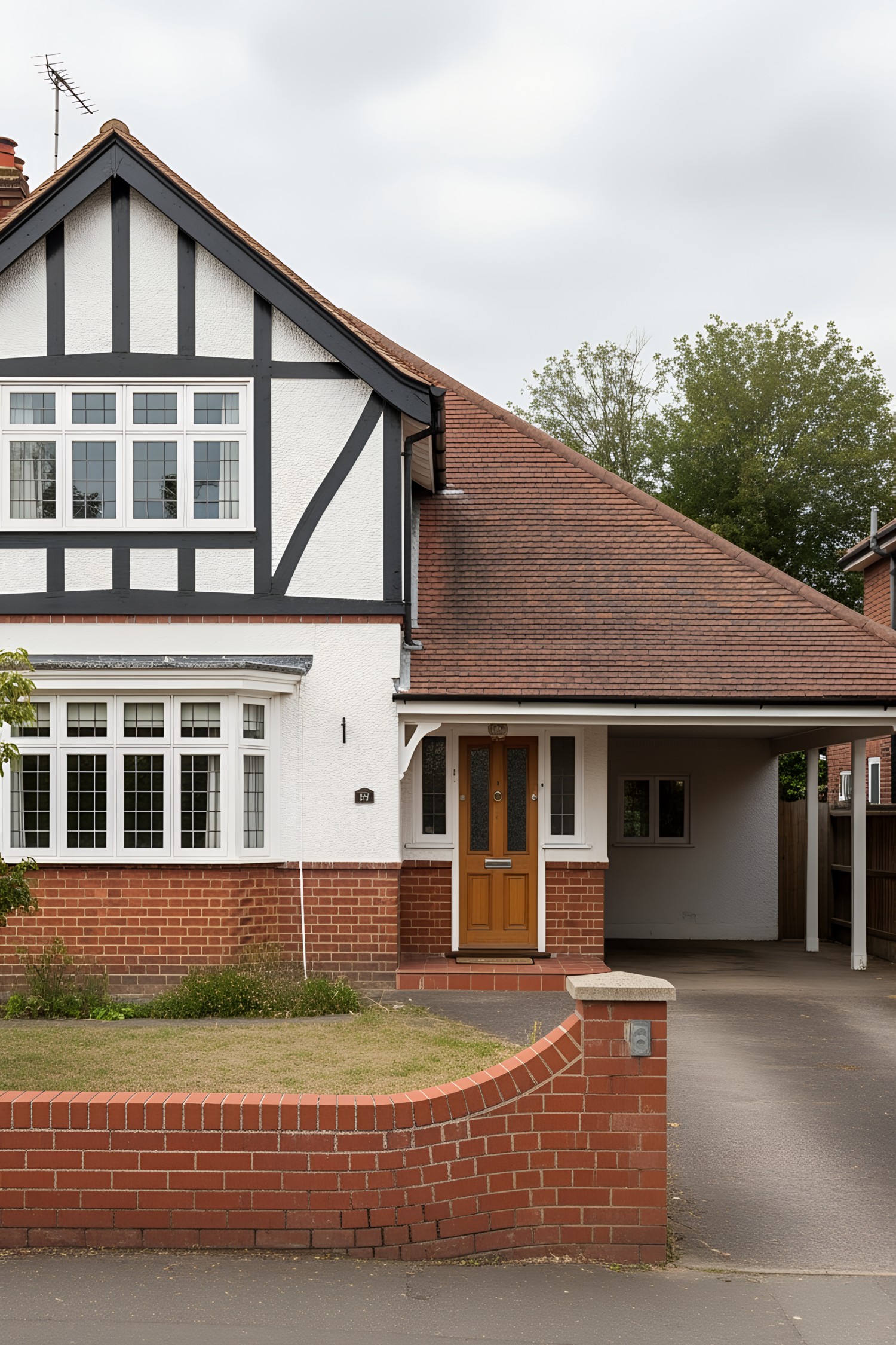 Vintage bungalow with half-timbered facade