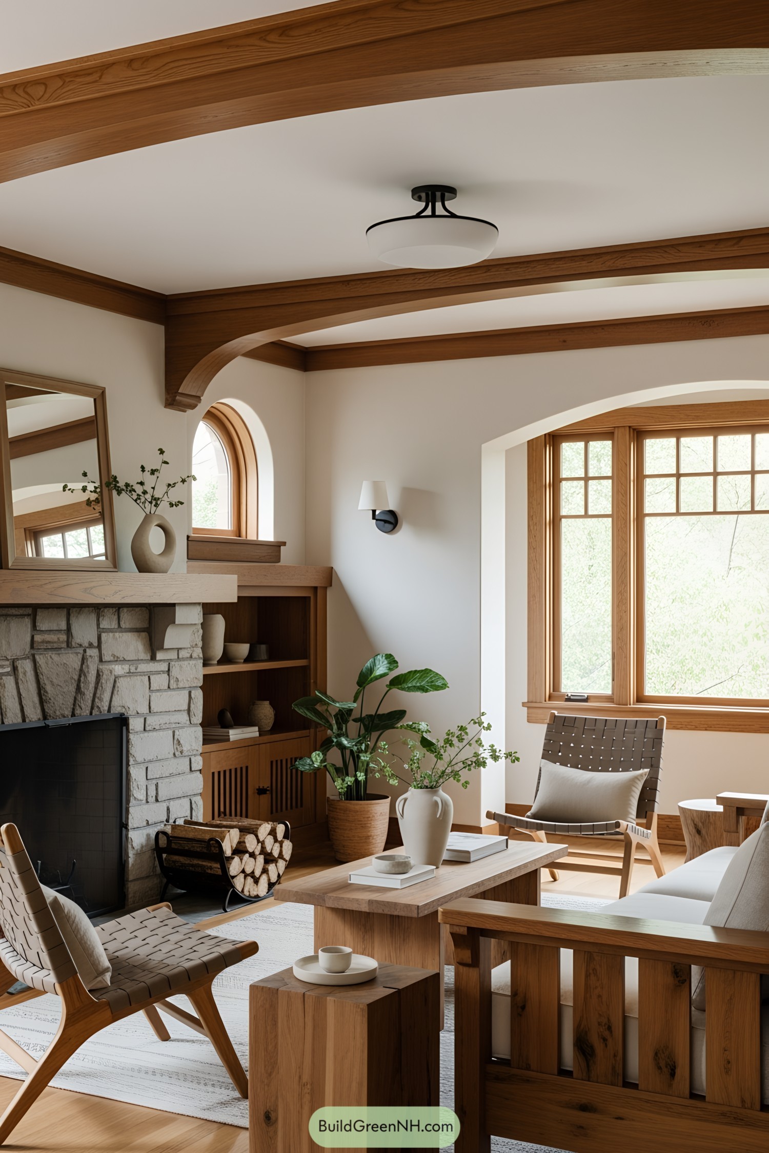 Inviting craftsman living room with wooden accents