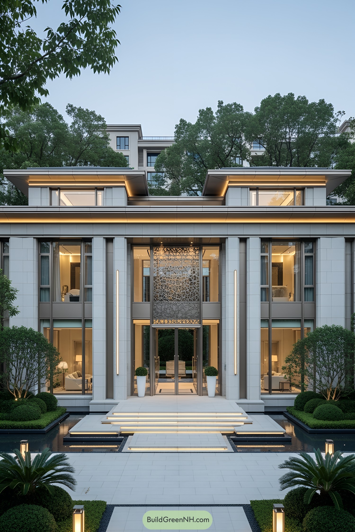 Luxury Villa with Symmetrical Design and Large Windows