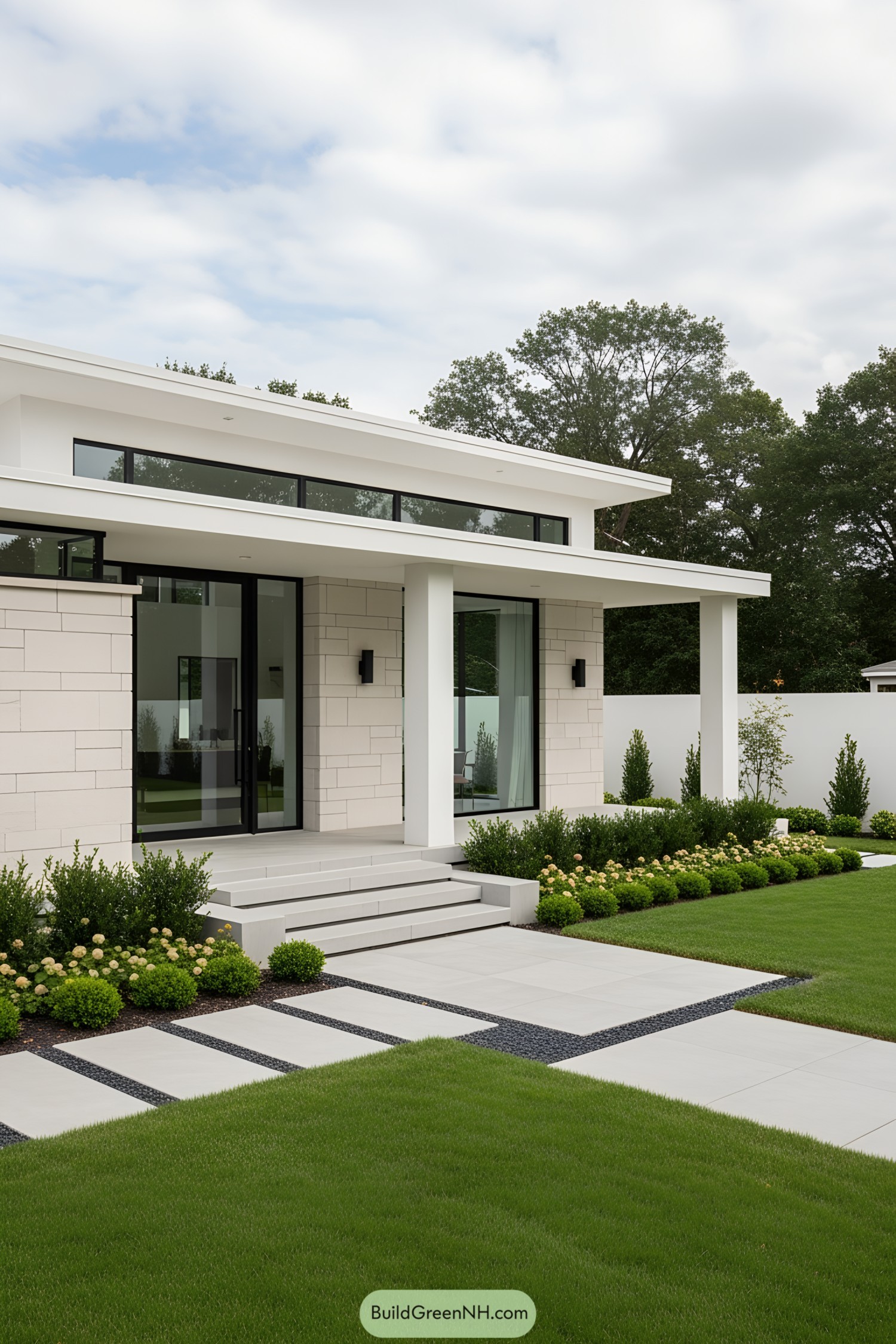 Minimalist bungalow with lush garden and sleek design
