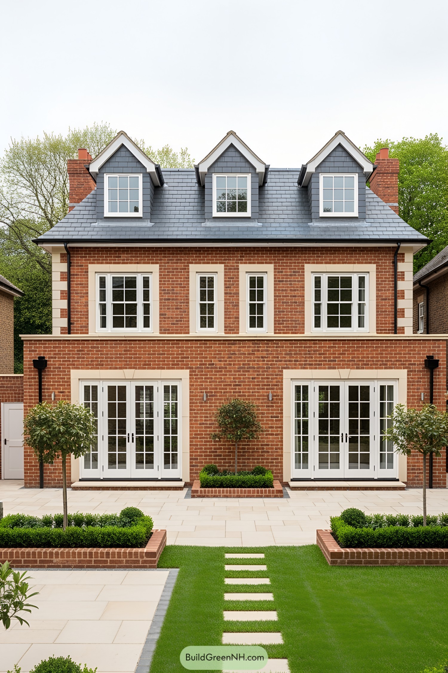 Victorian terrace with red brick and large windows
