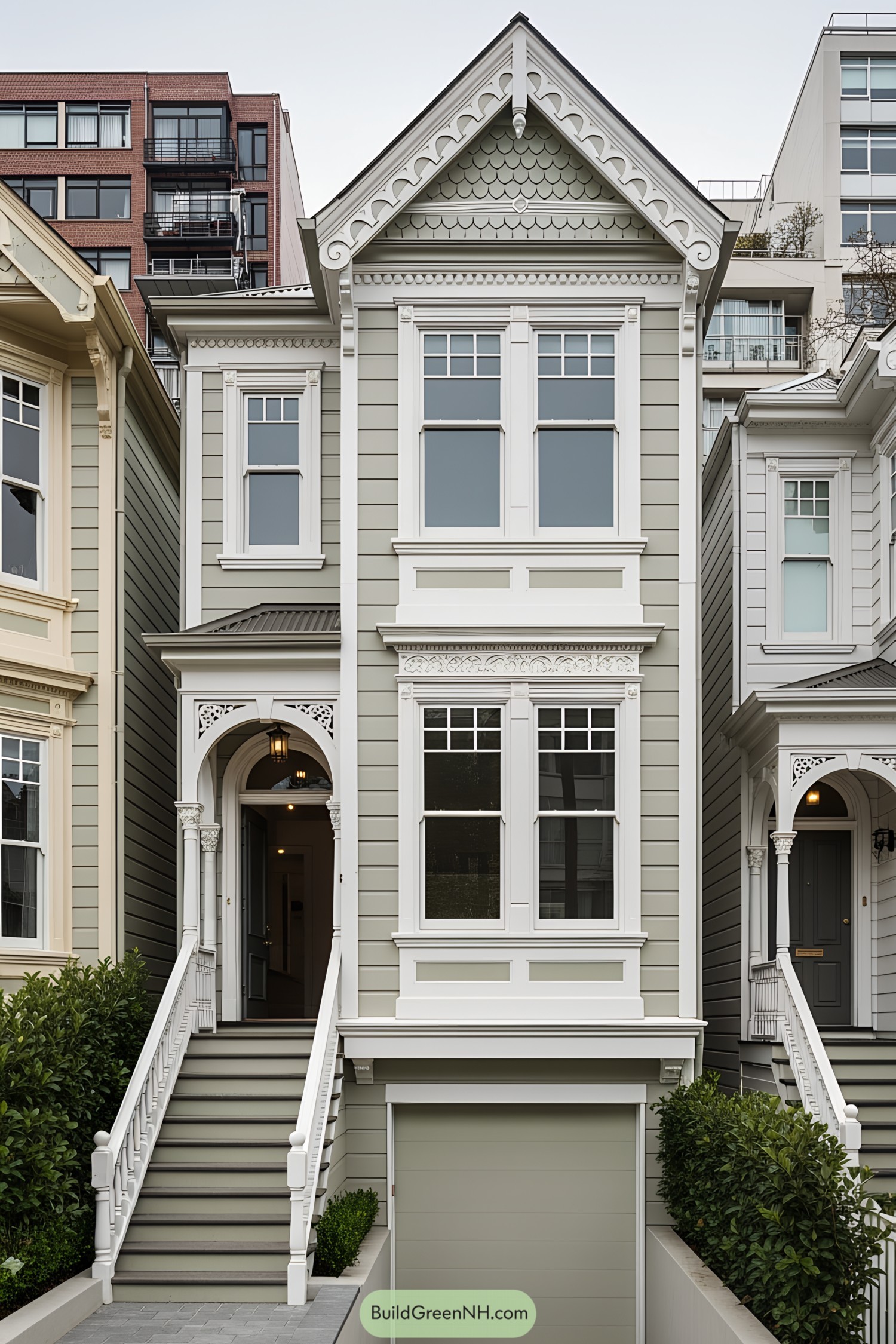 Quaint small Victorian home with intricate woodwork and a steep gable roof