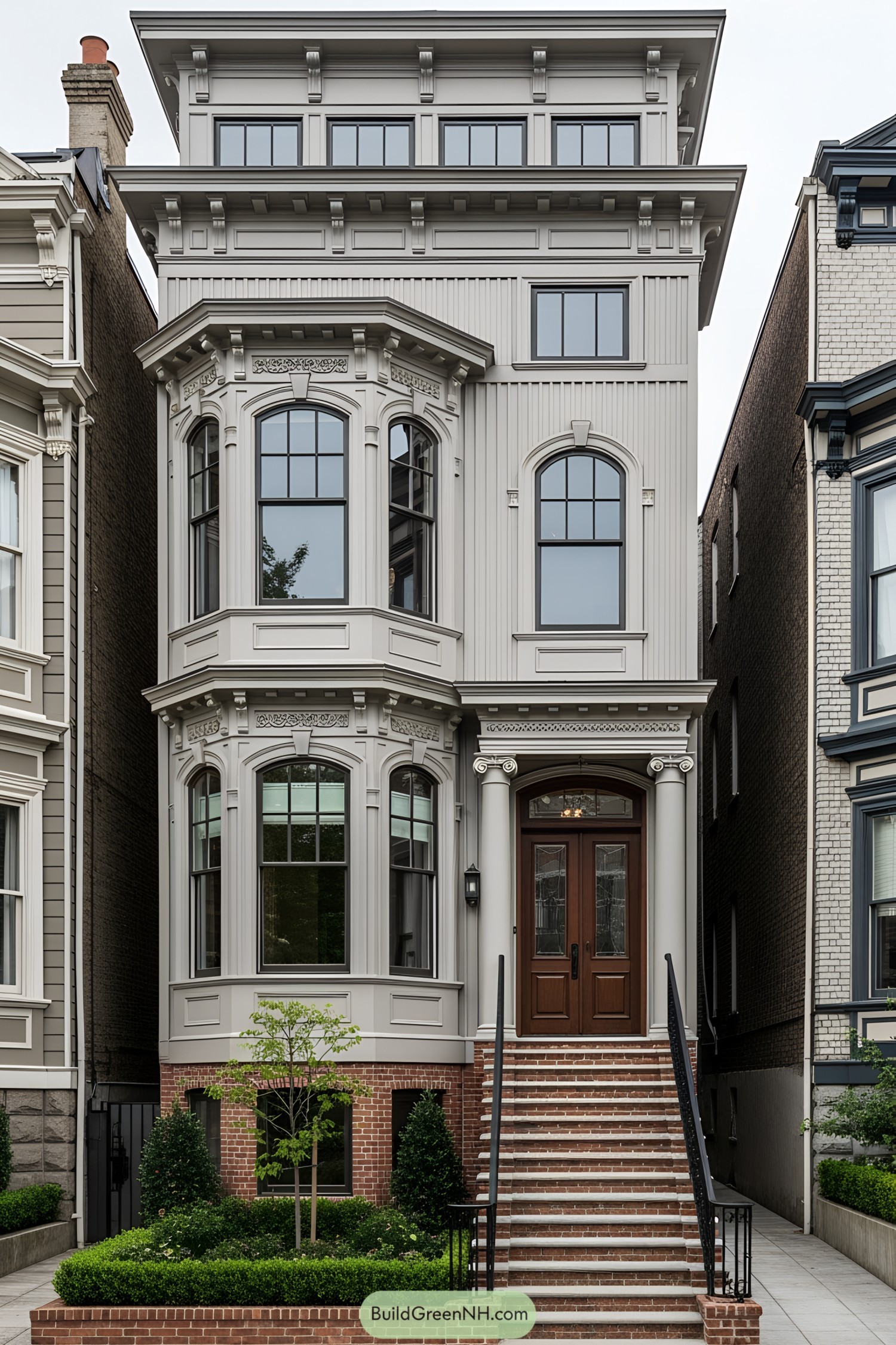 Victorian house with a grand entrance and bay windows