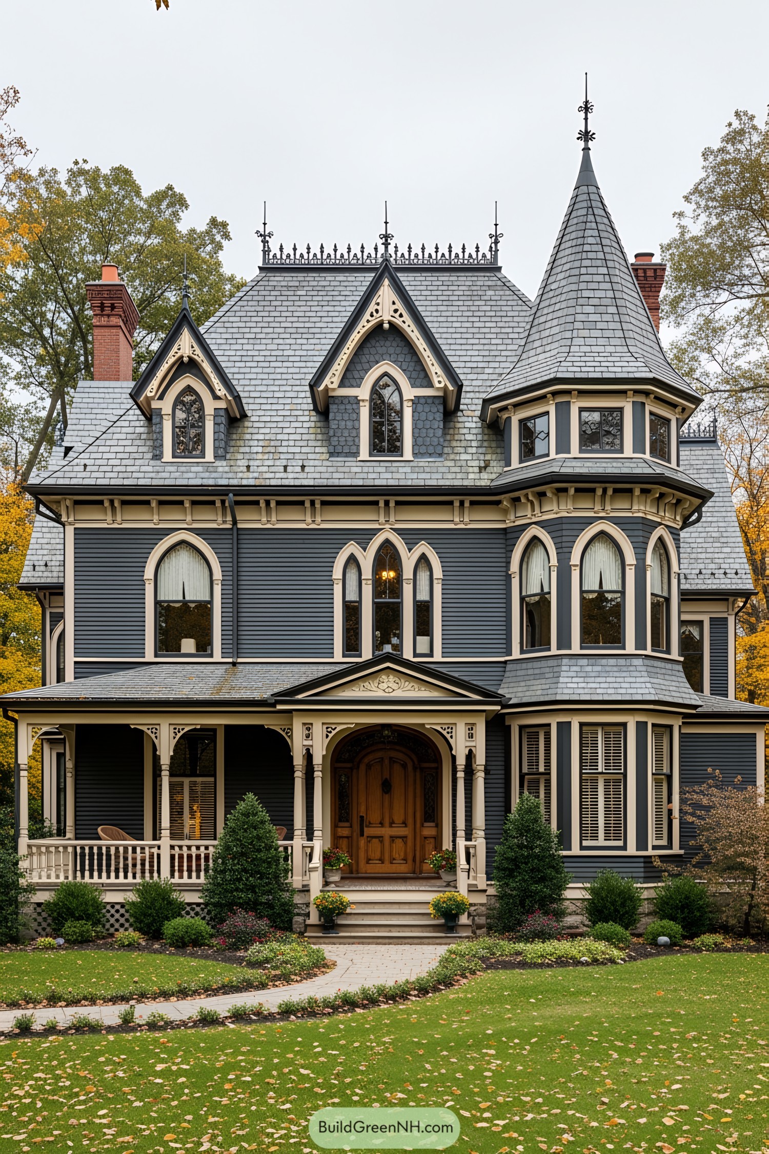 Charming Gothic Victorian house with a dramatic roofline