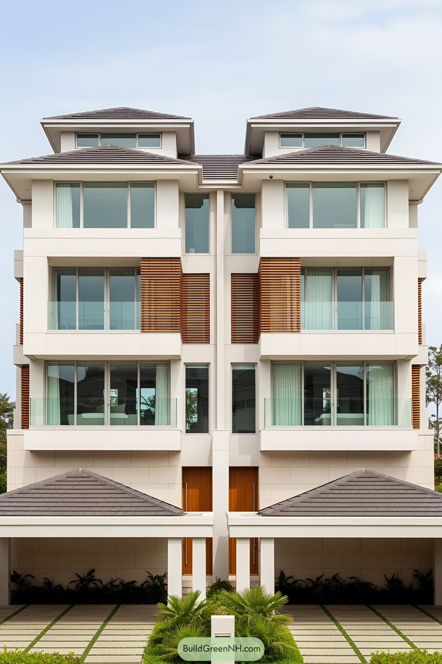 Elegant modern duplex with symmetrical design