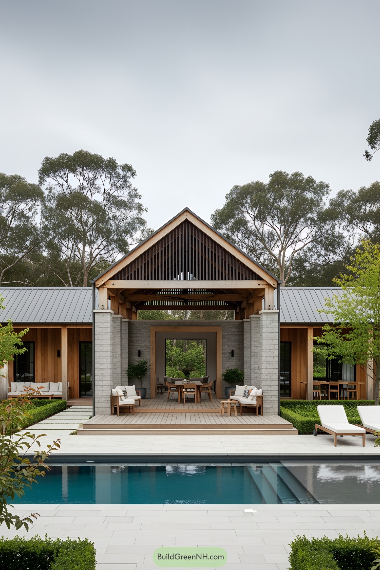 Modern barn with pool in serene setting