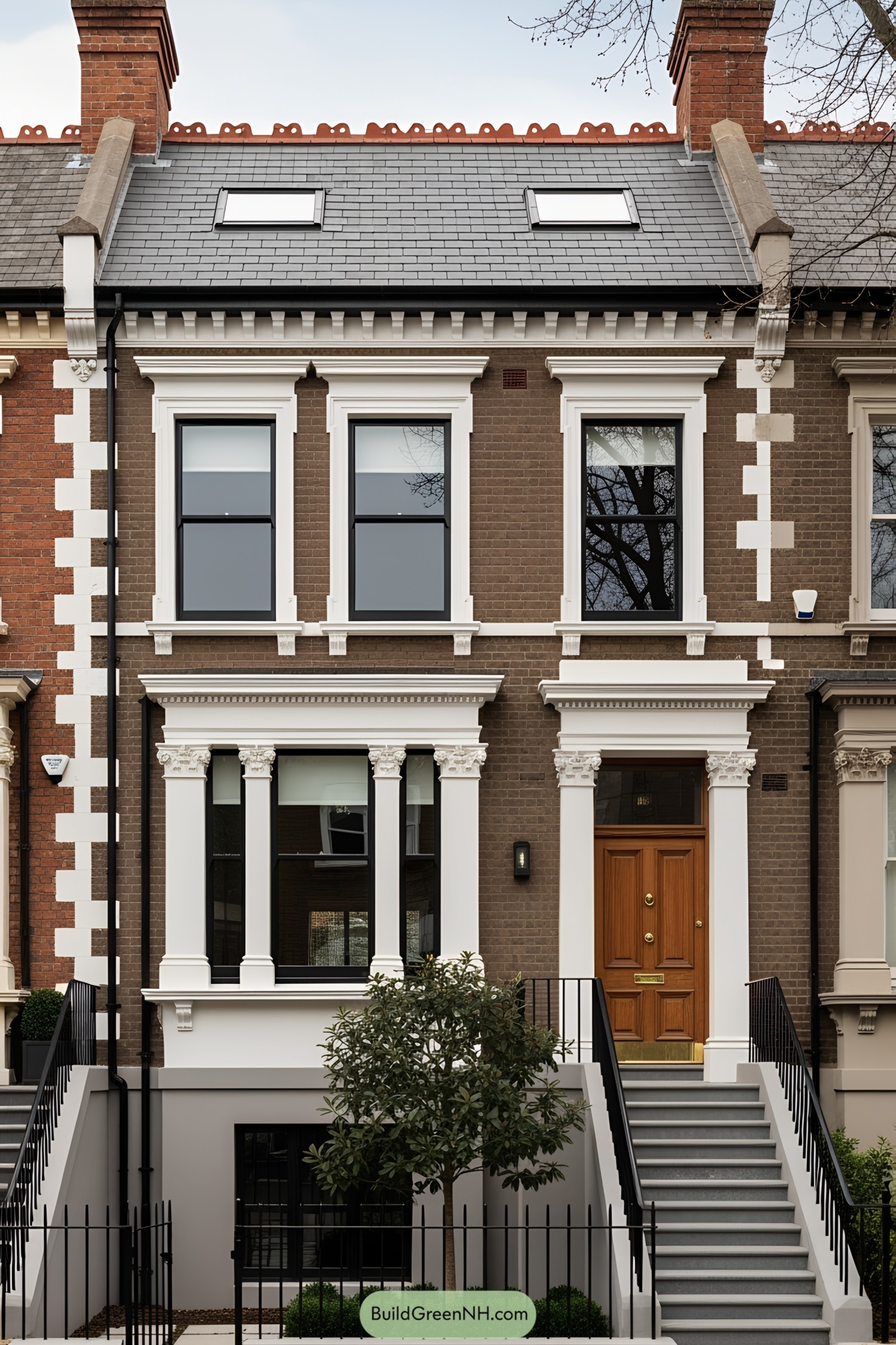 Victorian terrace house with brickwork and elaborate details
