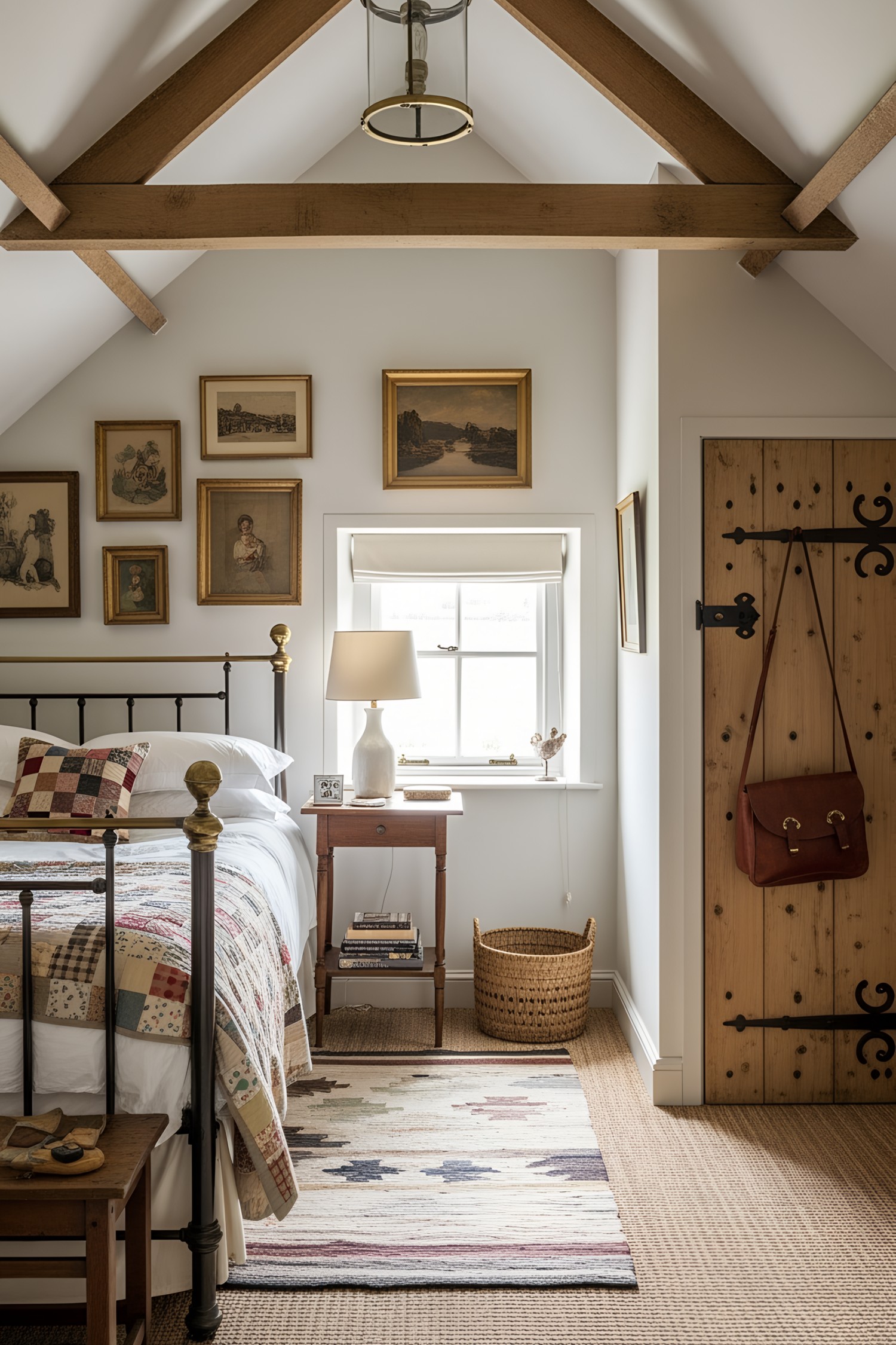 Cozy British cottage bedroom with rustic decor