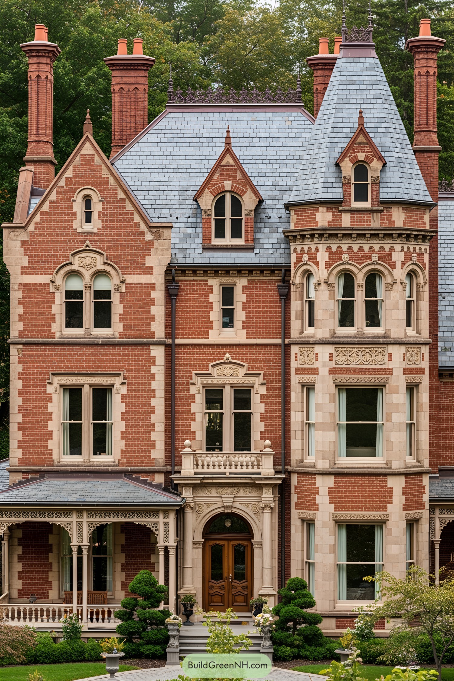 A stunning Victorian house with brick and ornate details