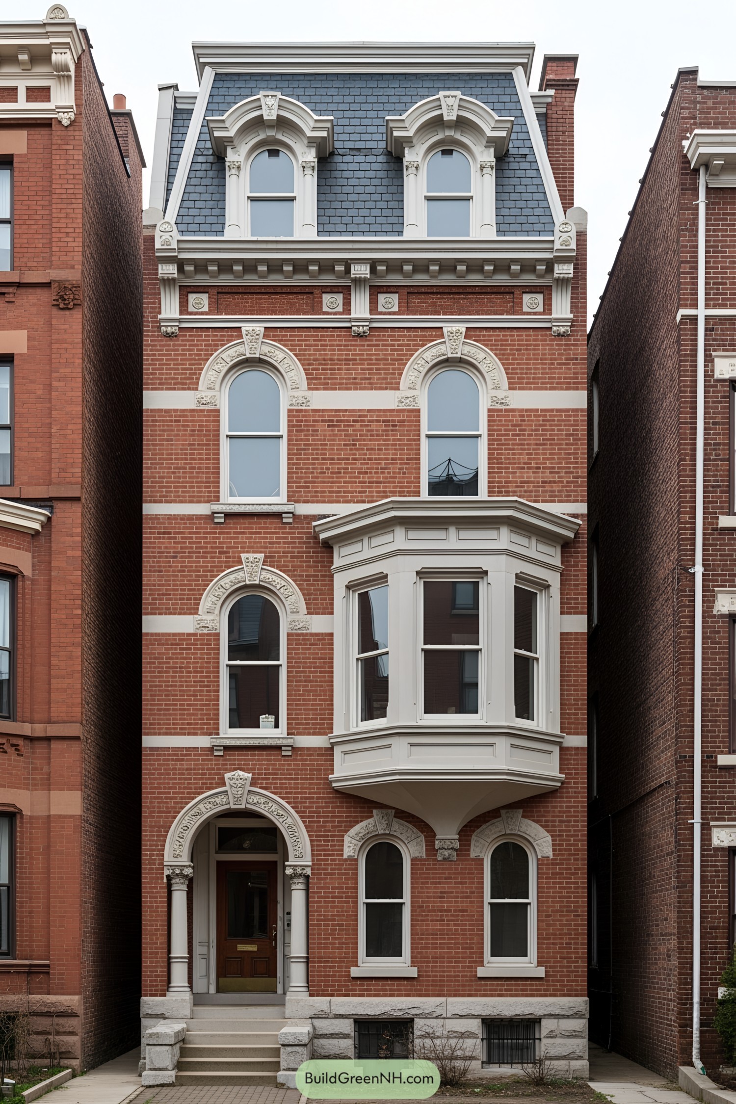 Victorian brick house with ornate details
