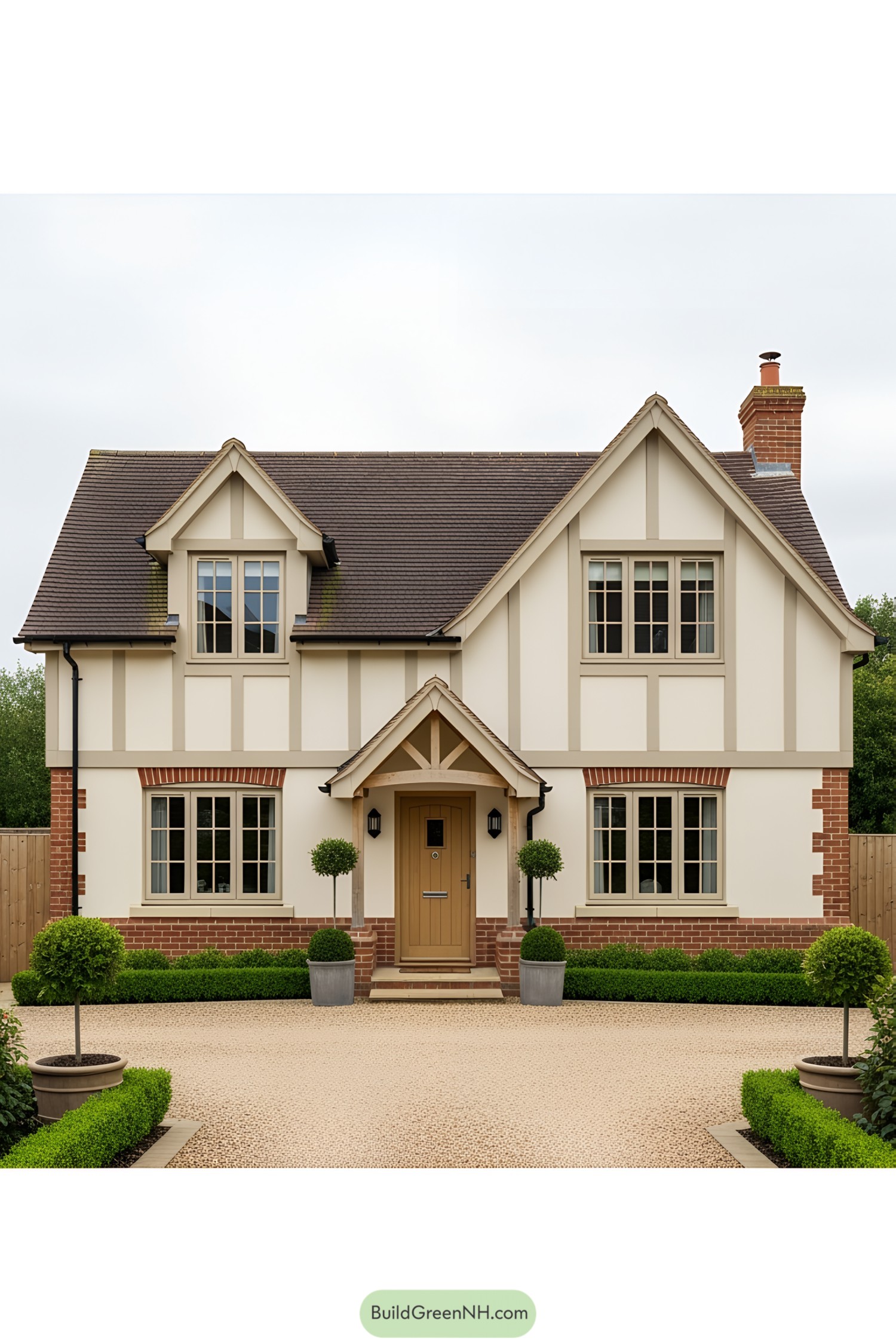 Bungalow farmhouse with brick and neutral tones
