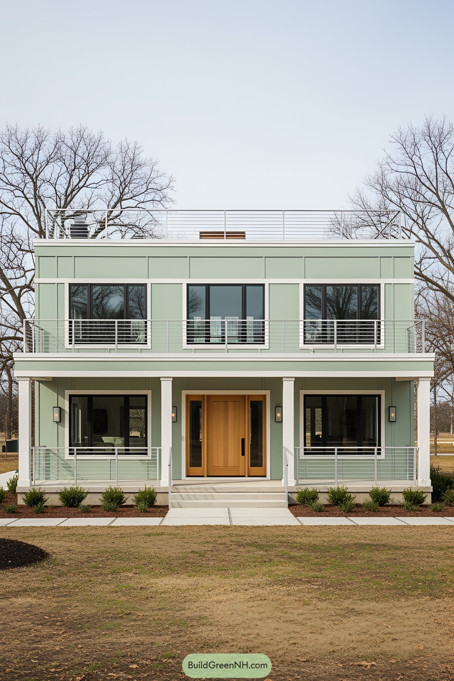 Modern bungalow with rooftop deck and large windows