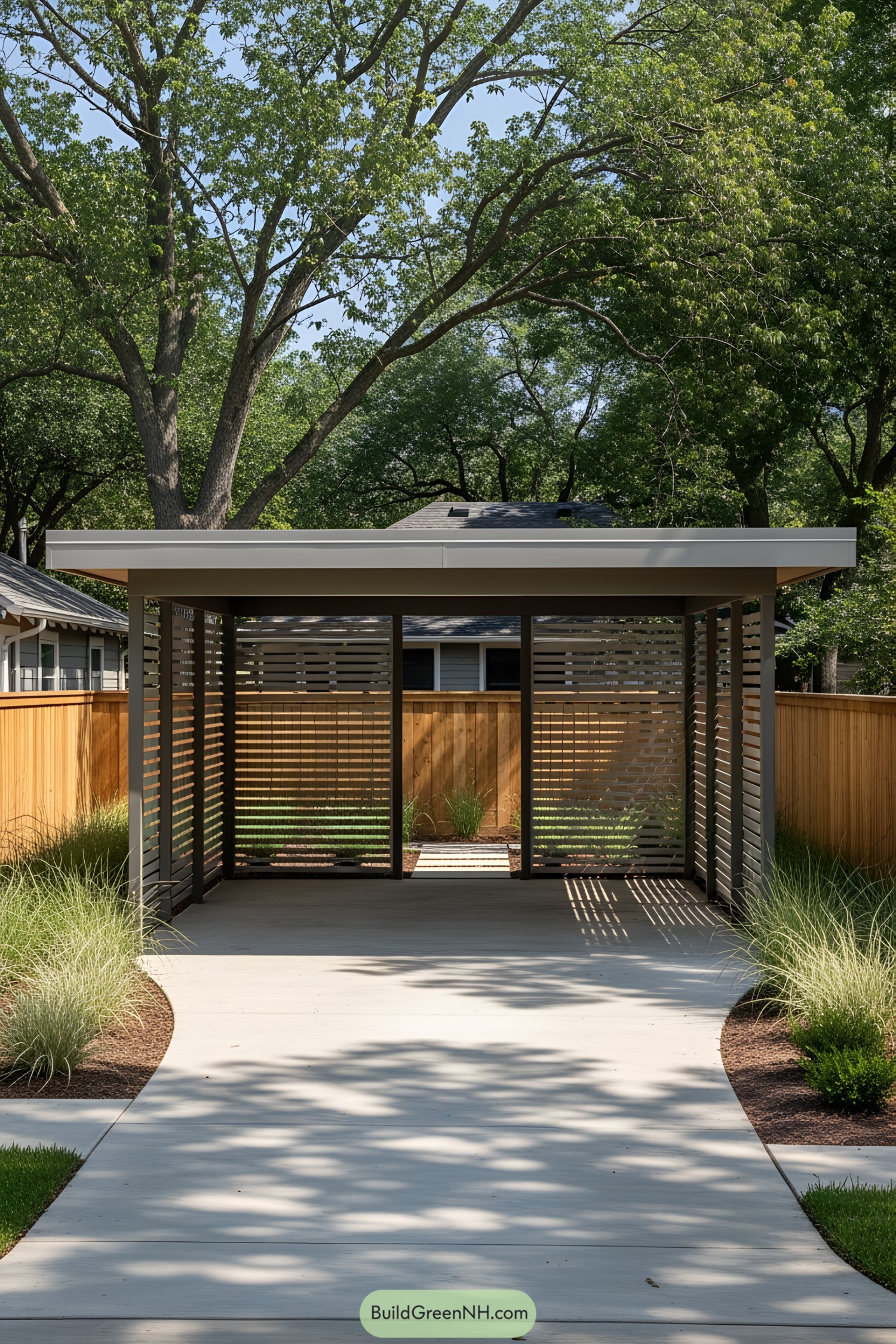Modern carport with louvered design