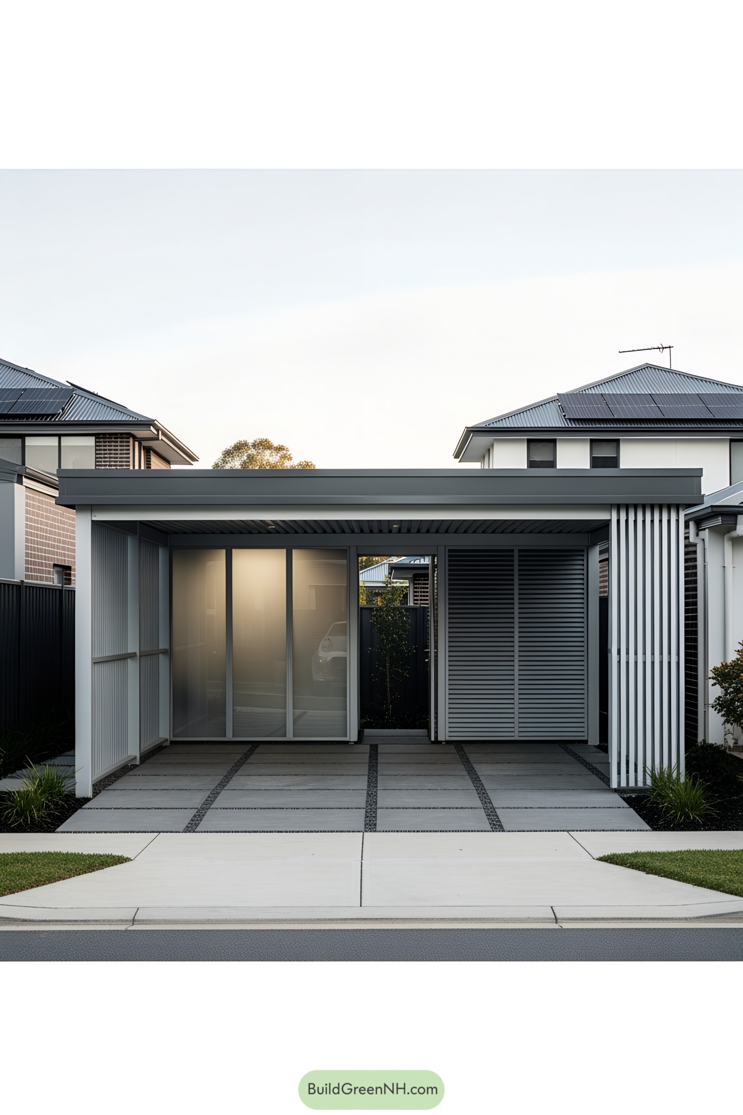 Two-Car Modern Carport with Frosted Glass