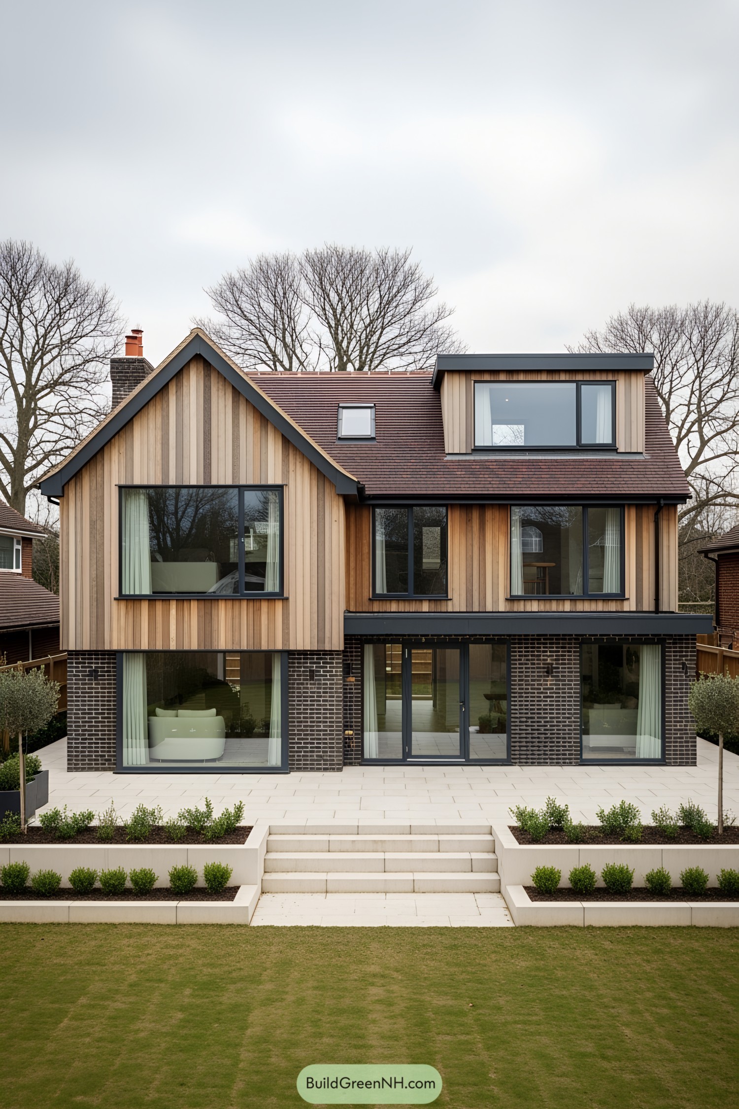 Modern chalet bungalow with mixed materials