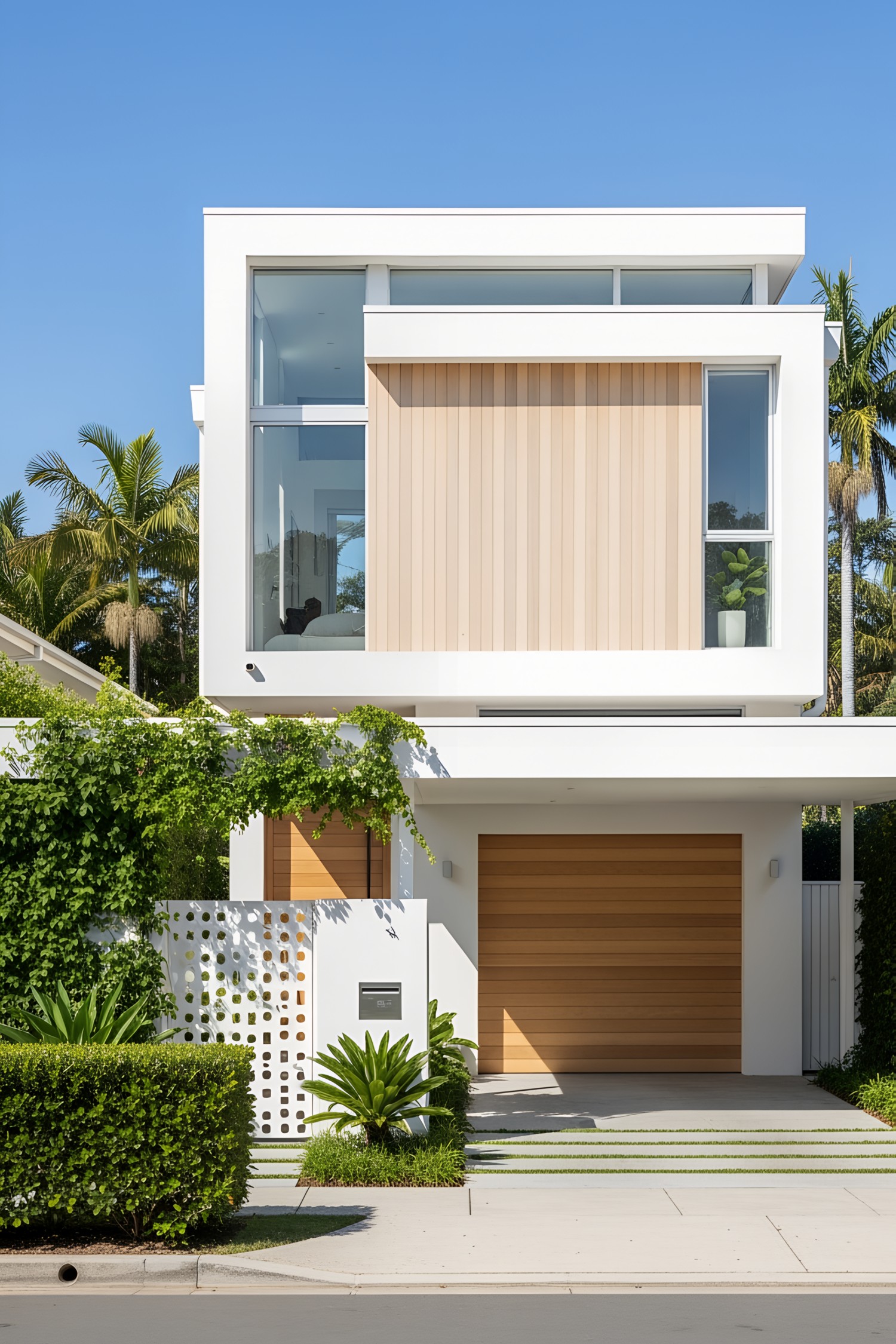 Modern coastal house with clean lines and natural elements