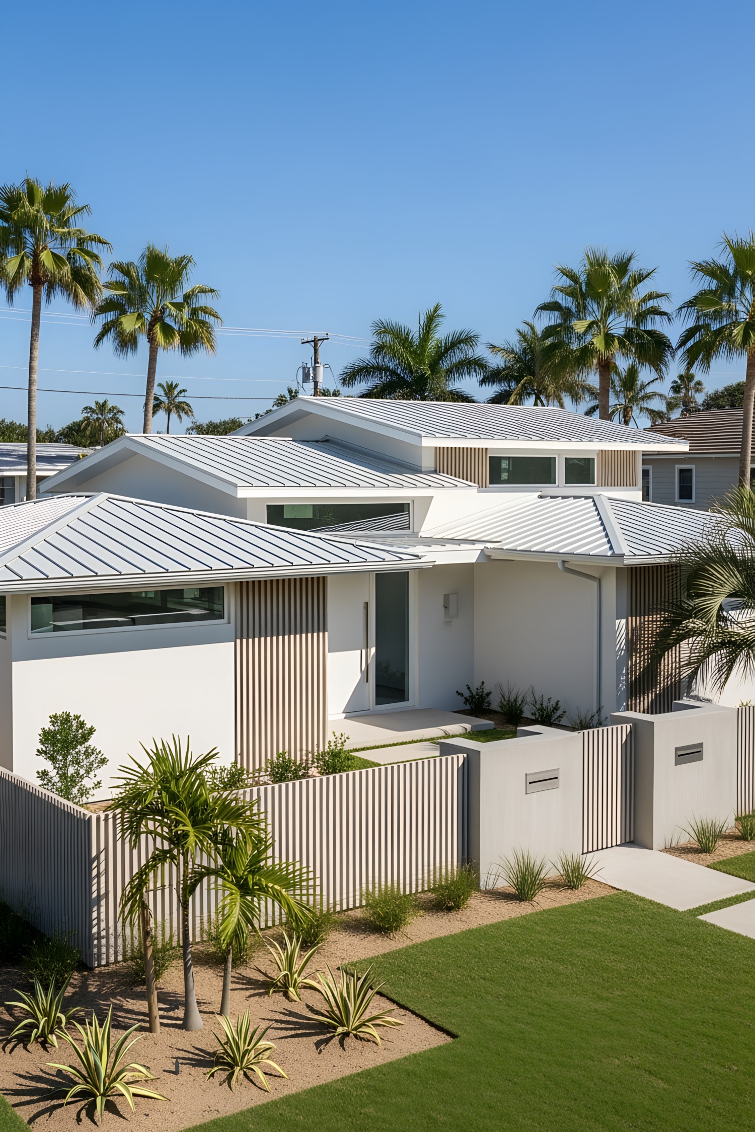 Contemporary house with palm trees and sleek design