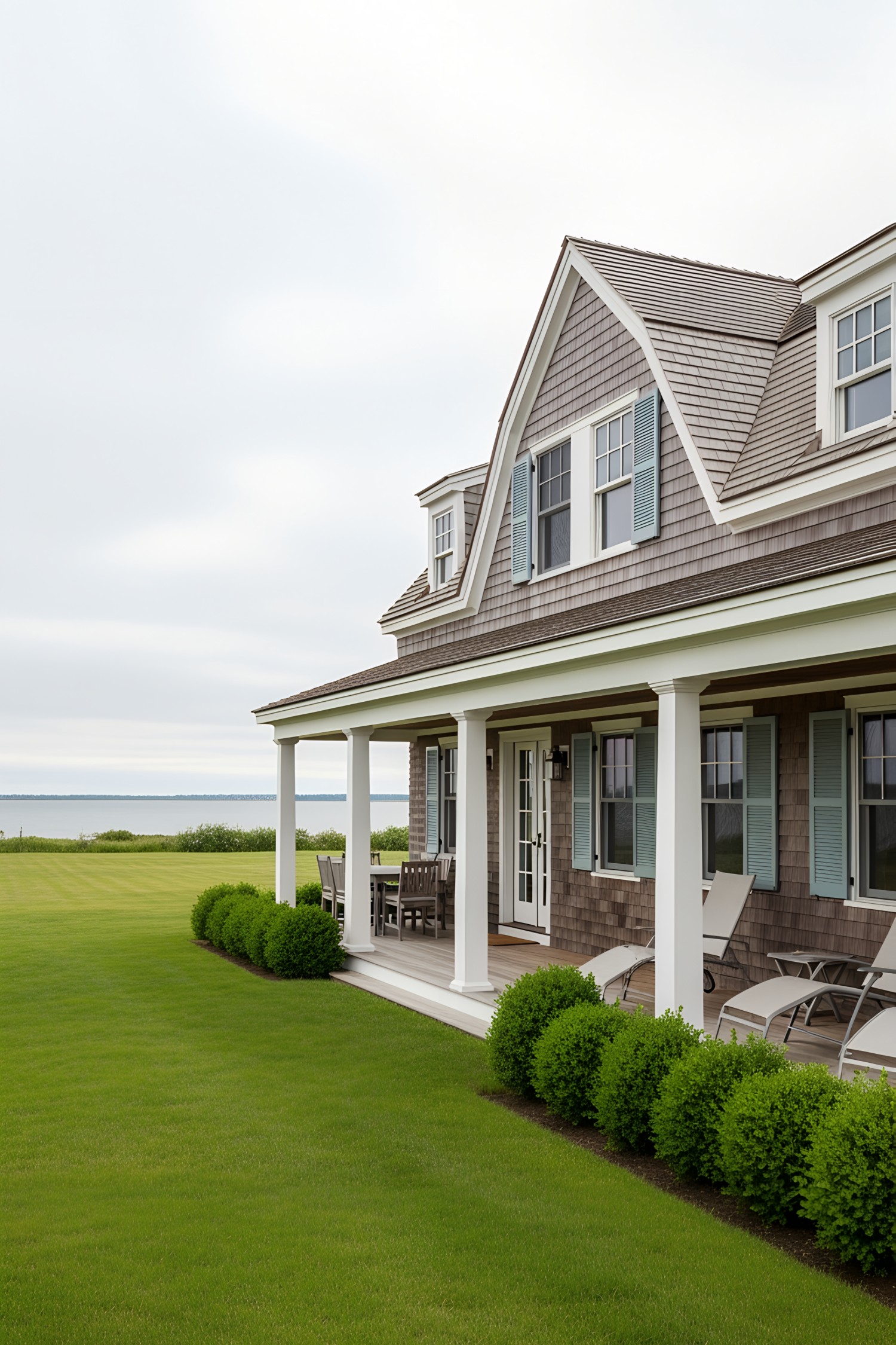 Charming coastal house with porch overlooking the ocean