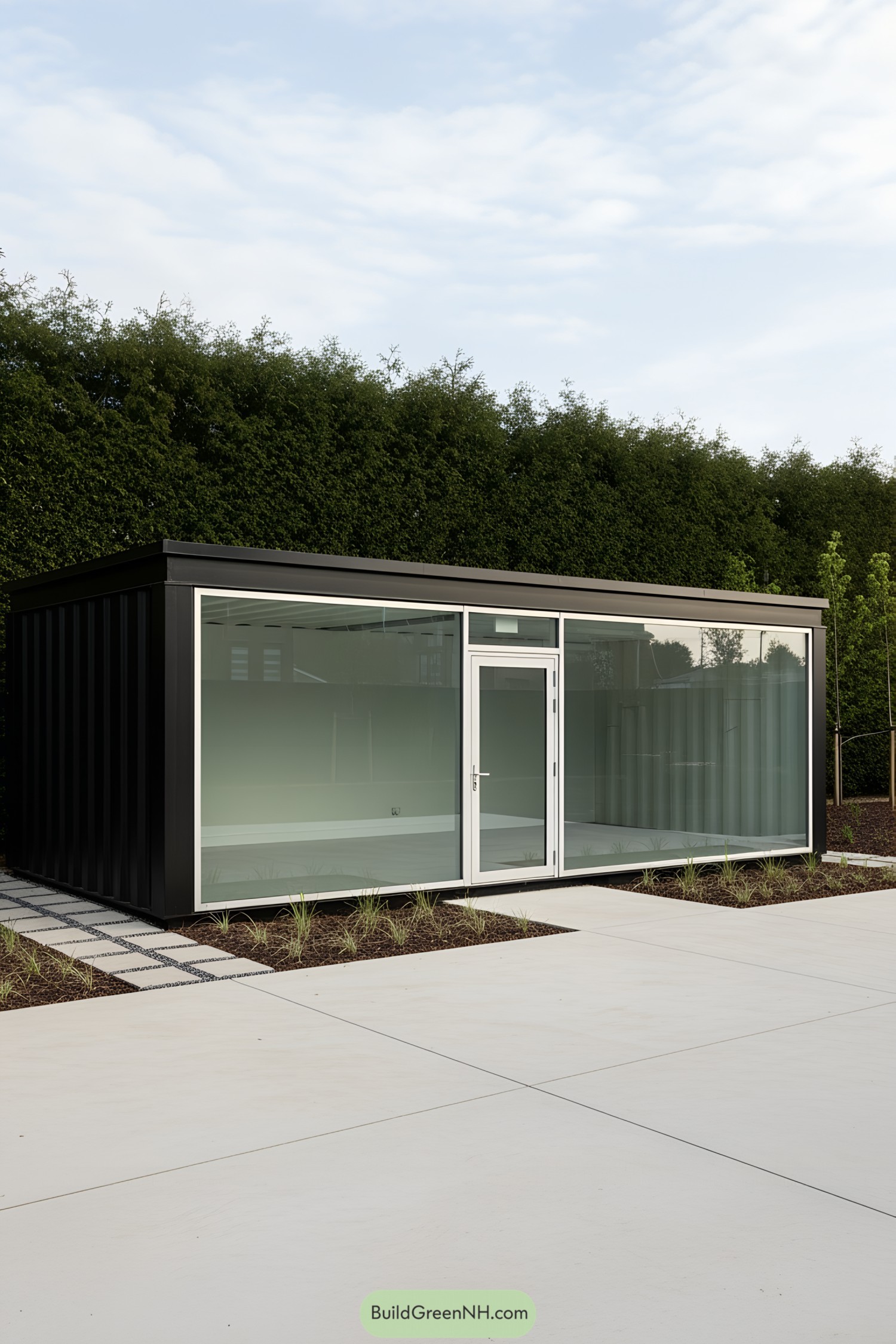 Modern container office with glass facade