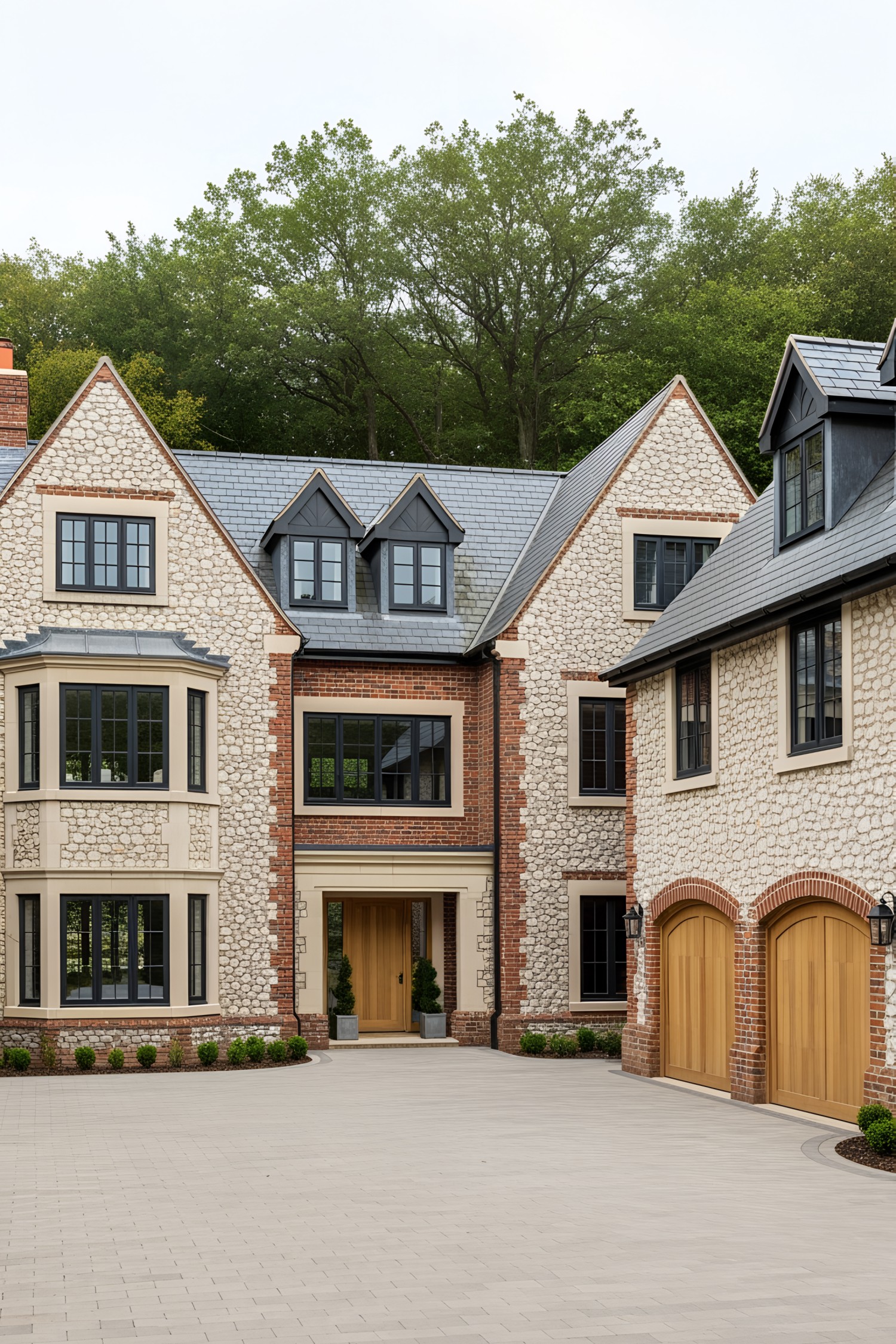 Brick and stone manor with classic and modern elements