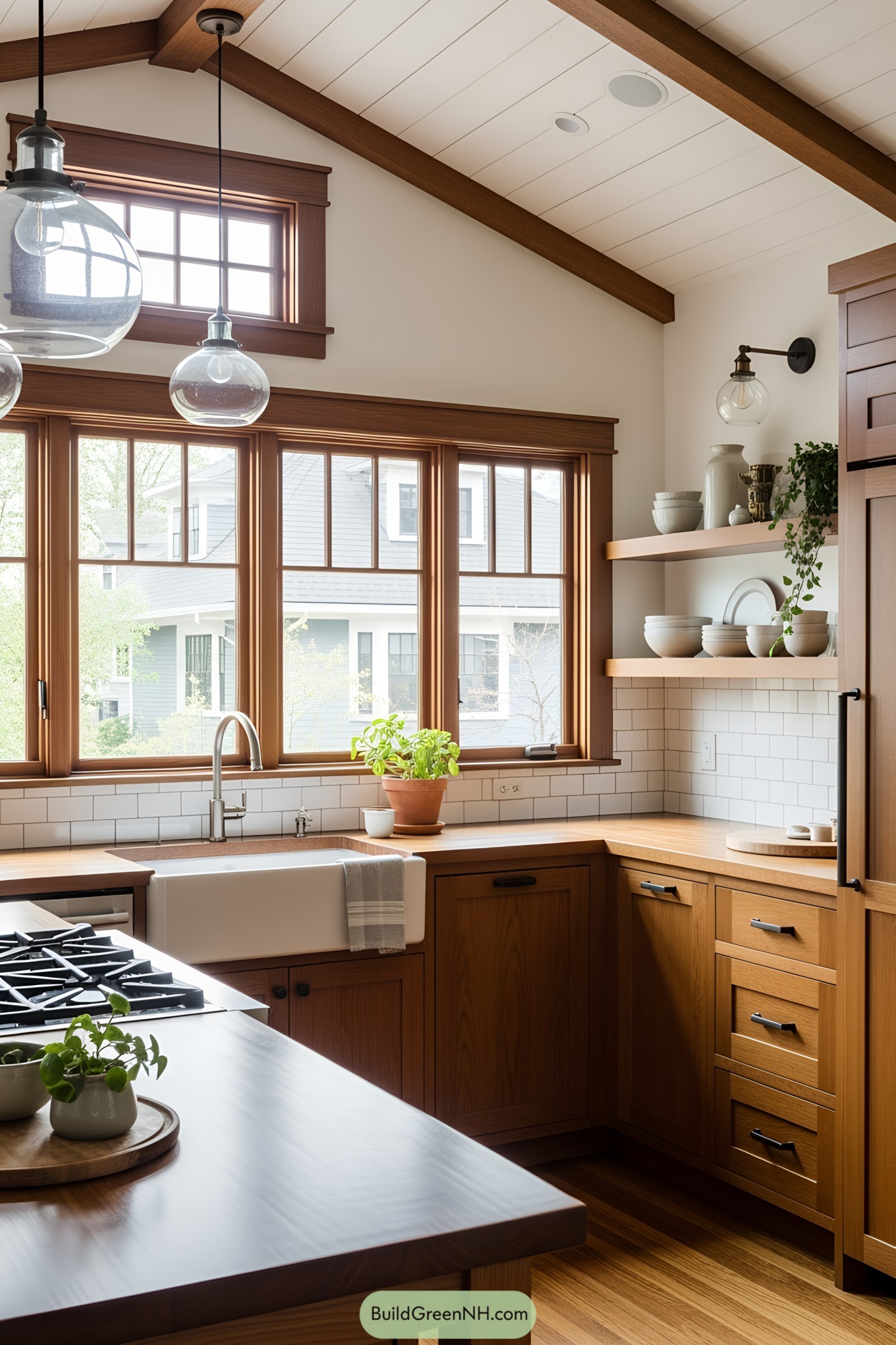 Charming craftsman kitchen with wood accents