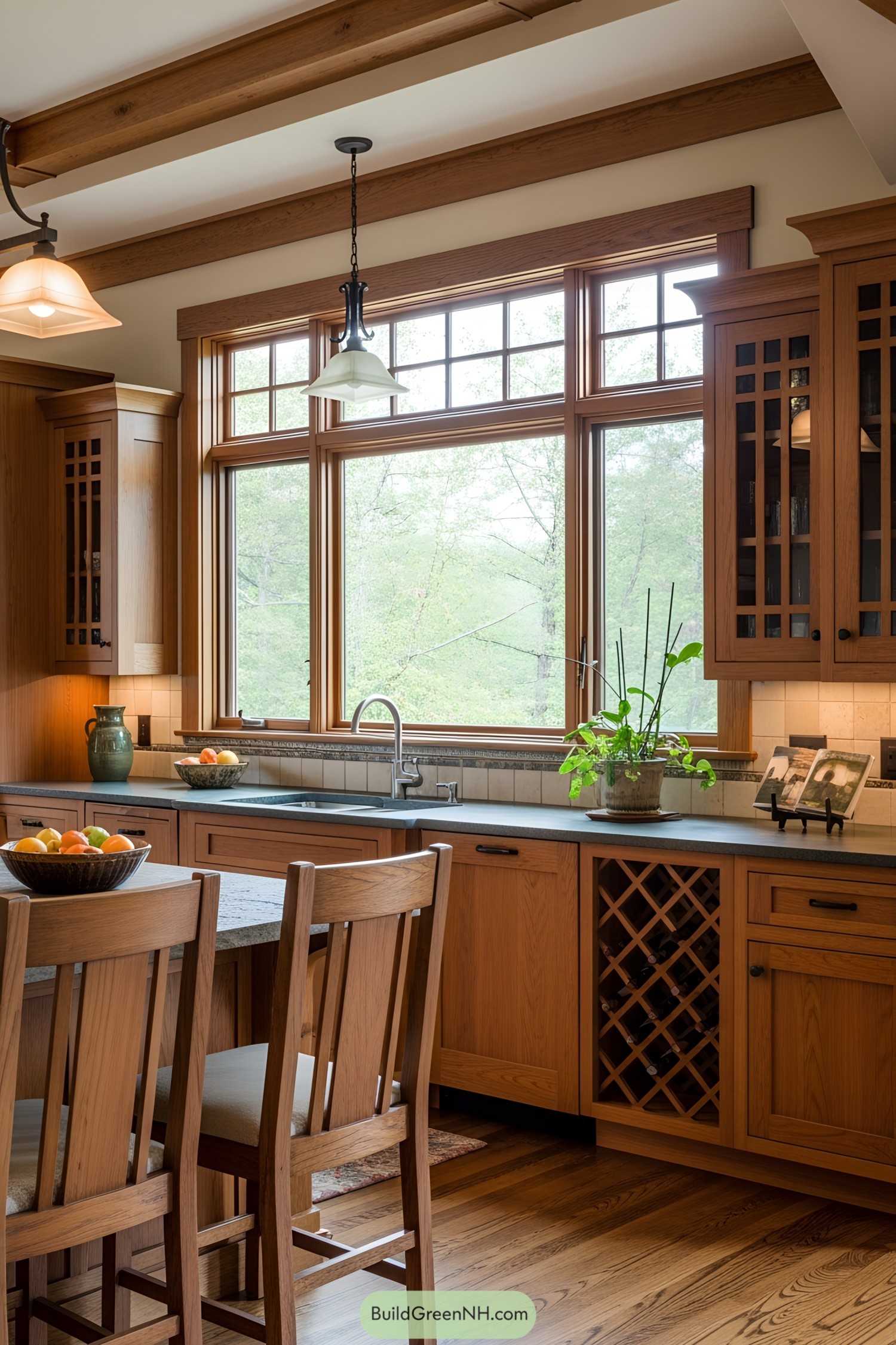 Warm and inviting craftsman kitchen with wooden accents