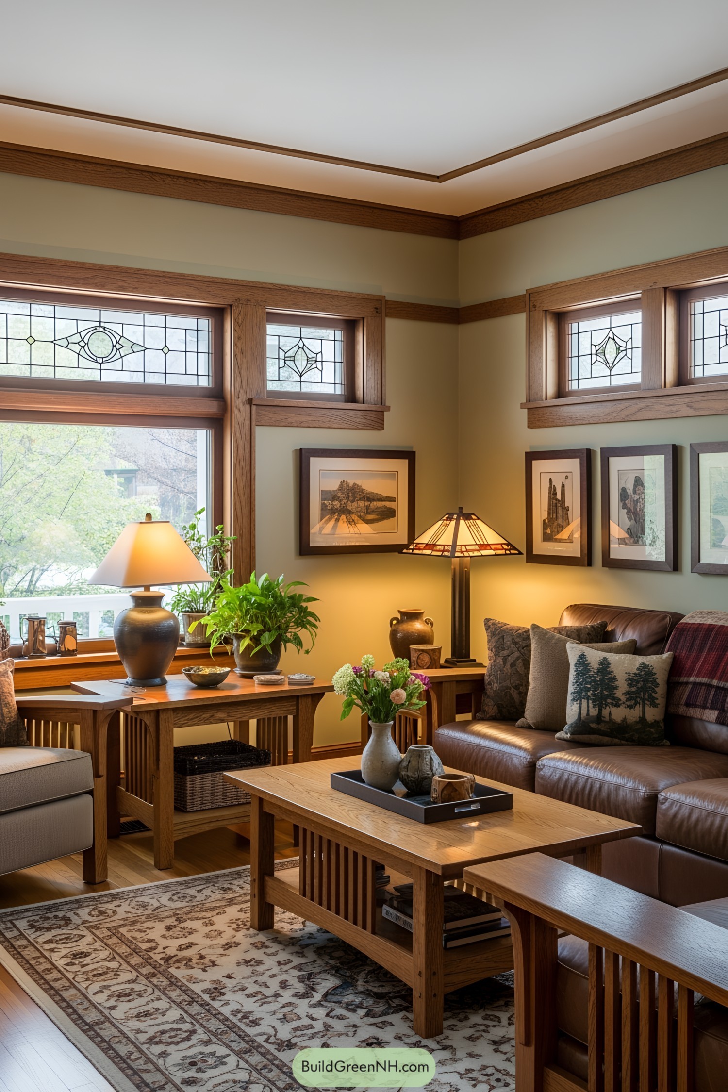 Cozy craftsman living room with warm, earthy tones